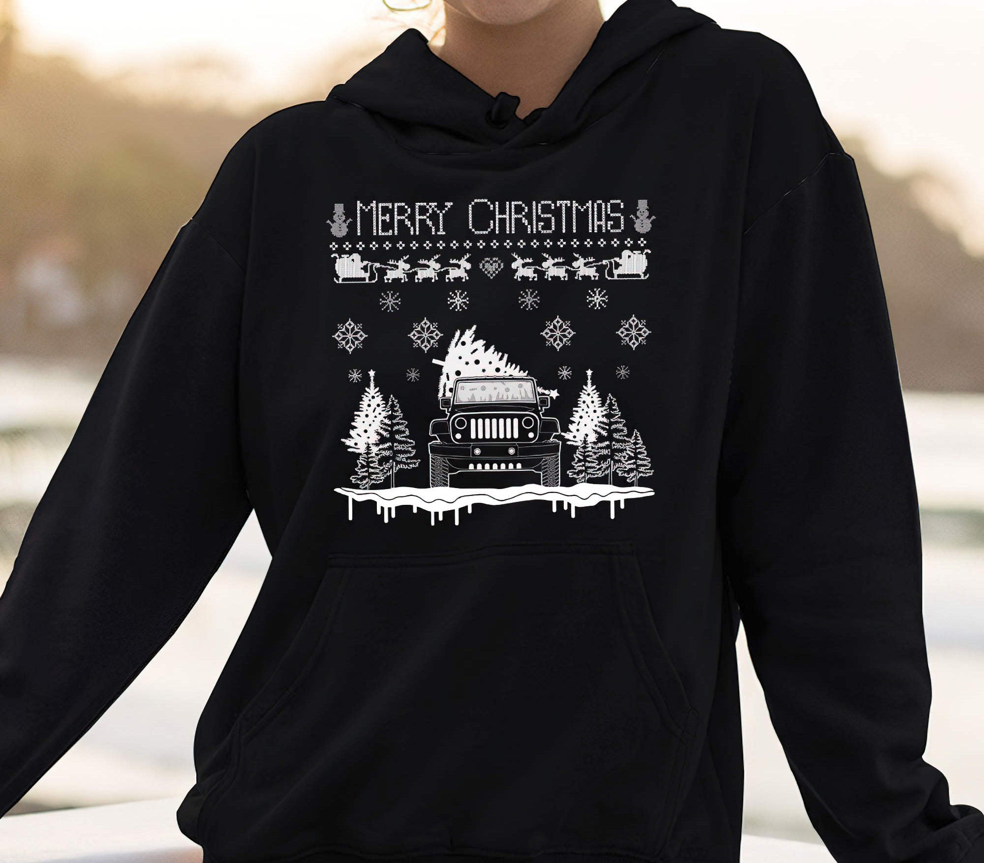 merry-christmas-jeep-bw-1-sided-hoodie