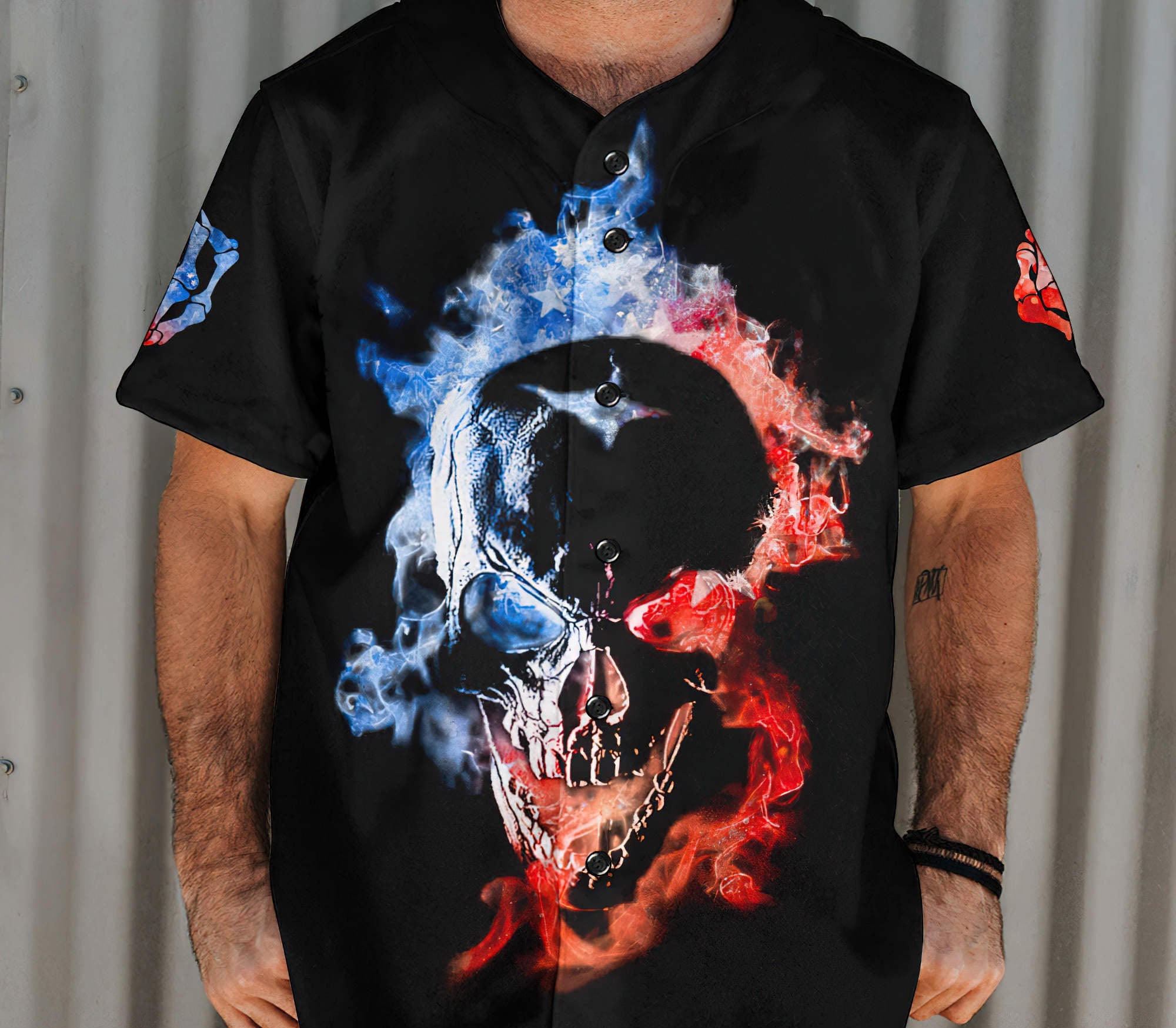 Just Kidding Go F Yourself Fire Skull Baseball Jersey Baseball Jersey