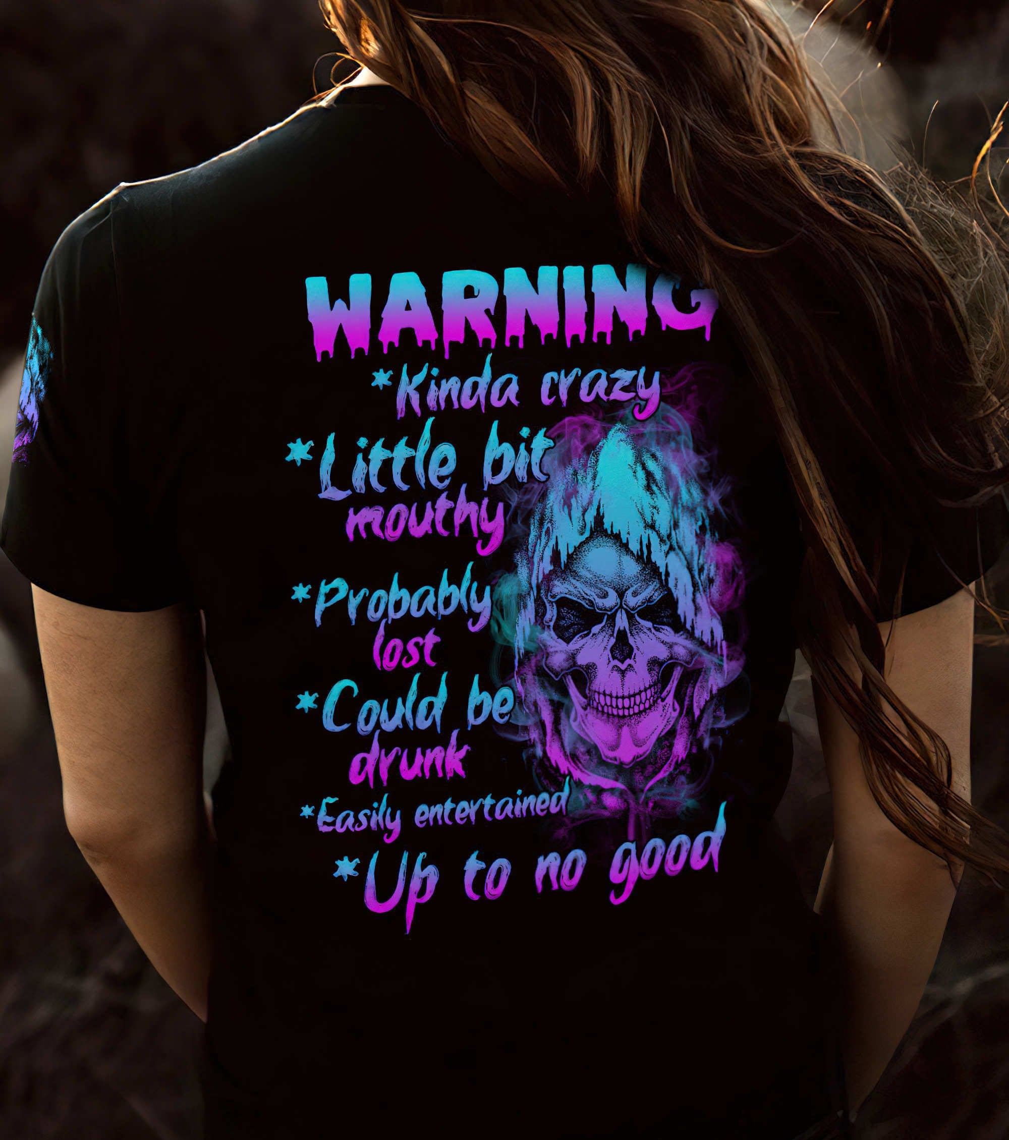 warning-kinda-crazy-skull-all-over-print-women-v-neck-t-shirt