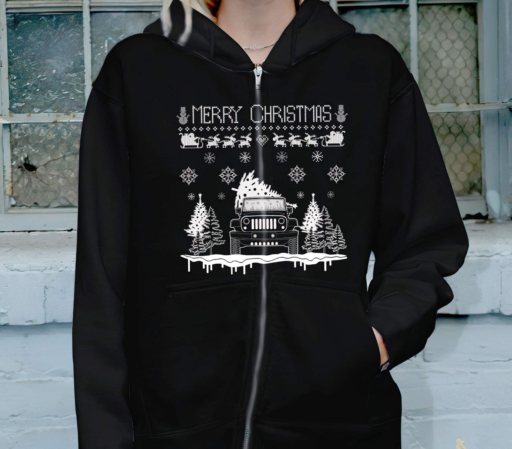 merry-christmas-jeep-bw-1-sided-hoodie