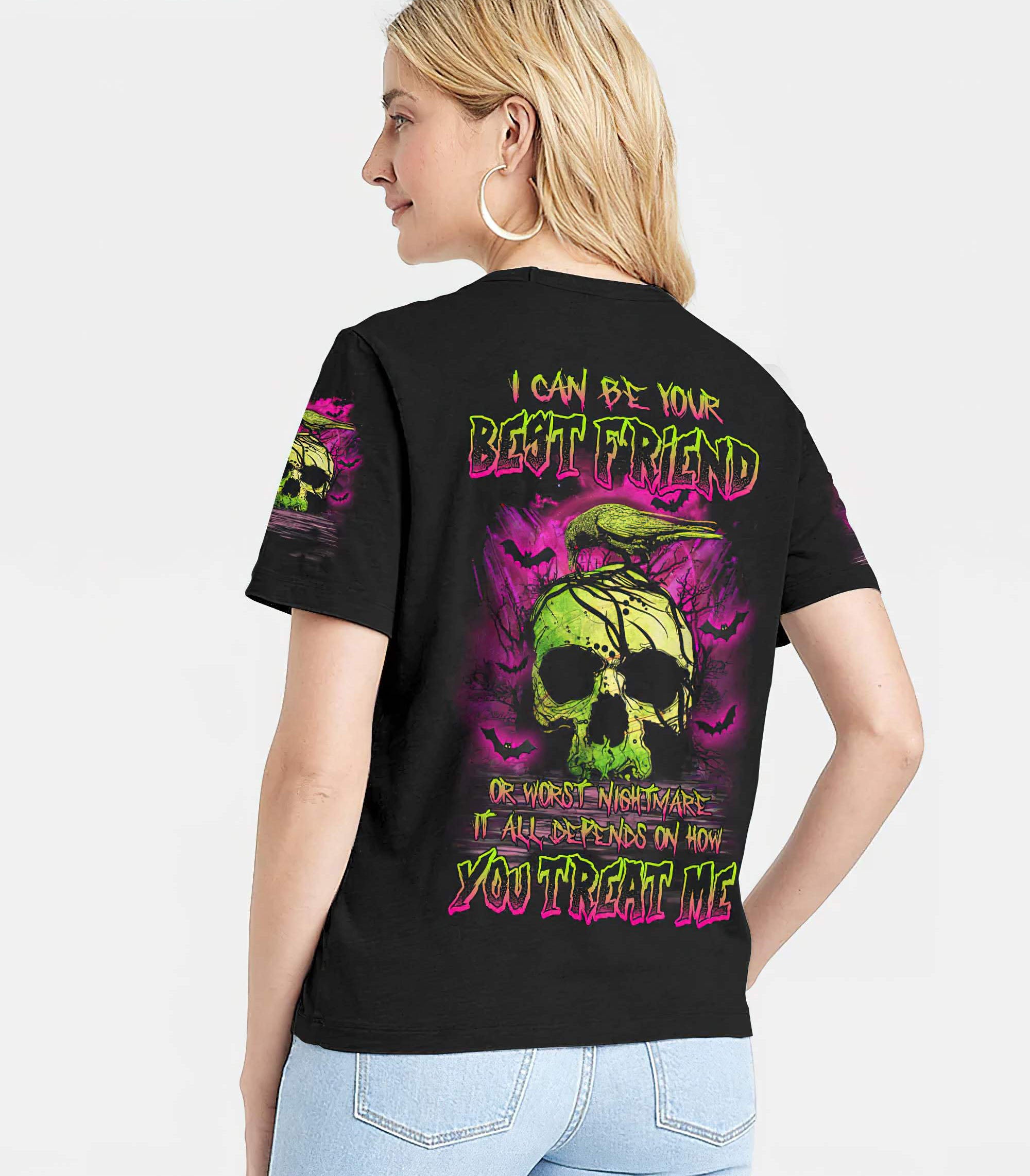 i-can-be-your-best-friend-or-worst-nightmare-skull-raven-all-over-print-women-v-neck-t-shirt