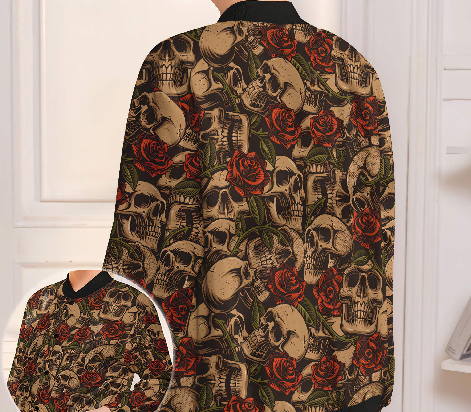 Skull Rose Vintage Bomber Jacket