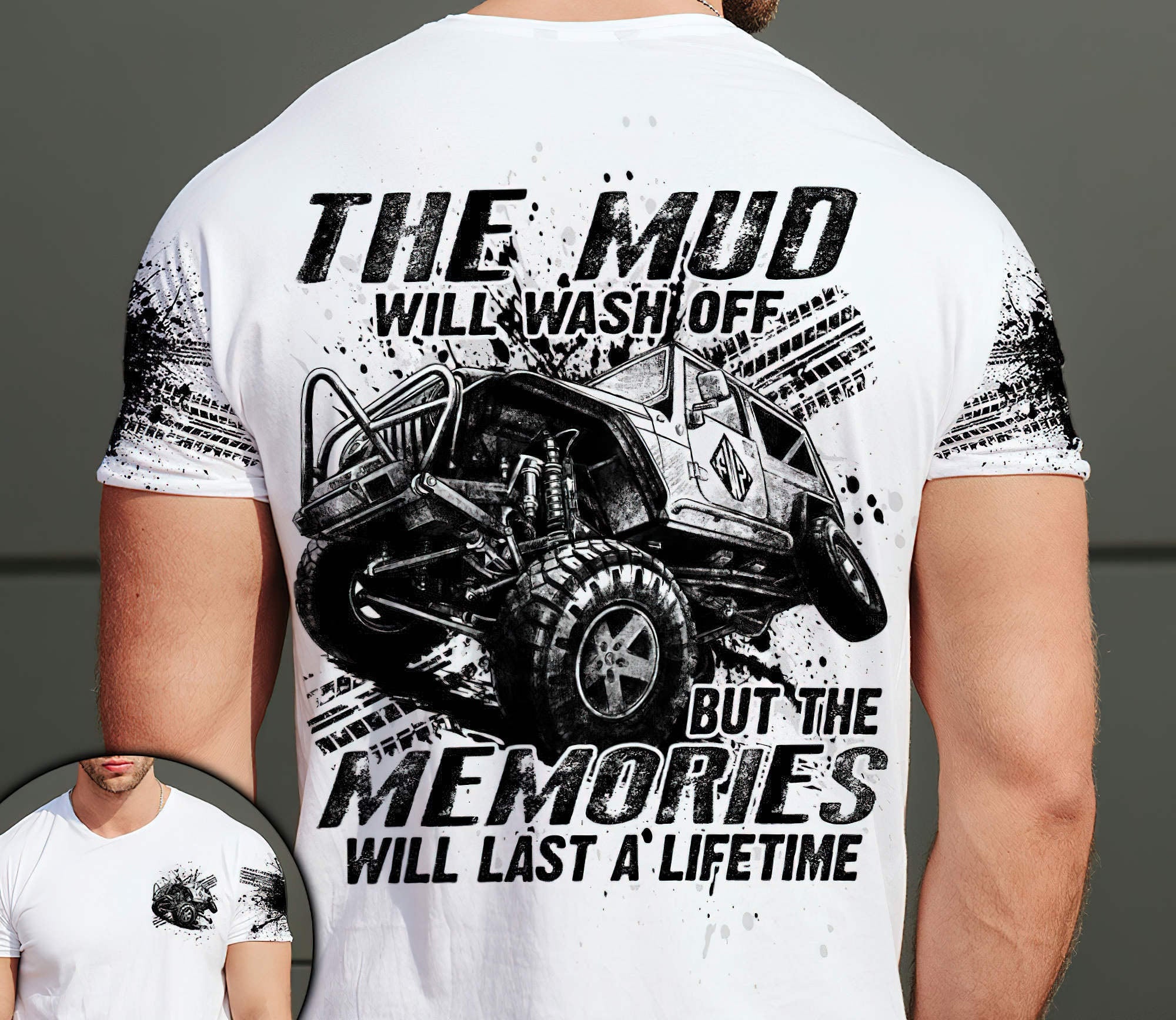 the-mud-jeep-bw-t-shirt