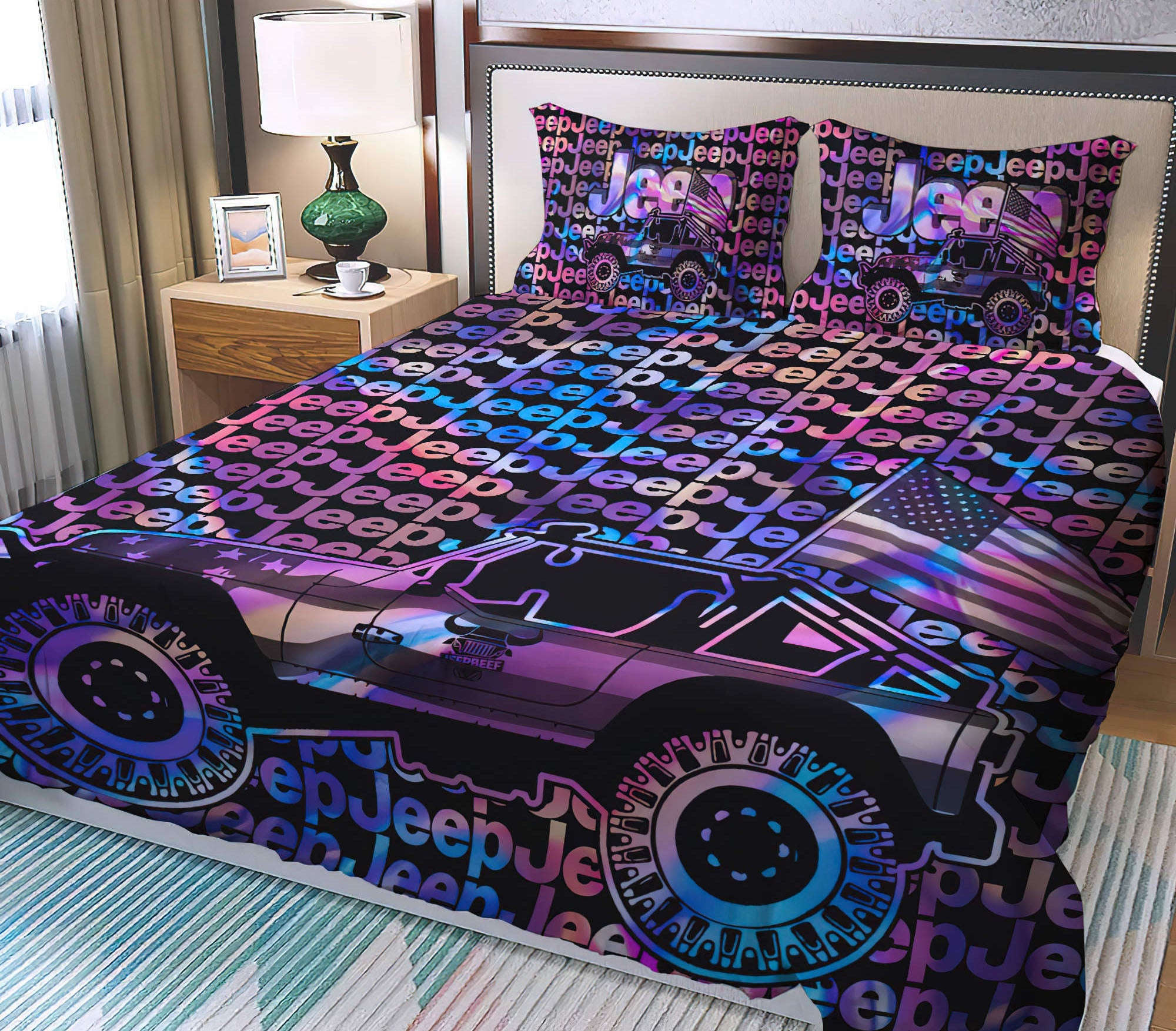 jeep-text-hologram-bedding-set