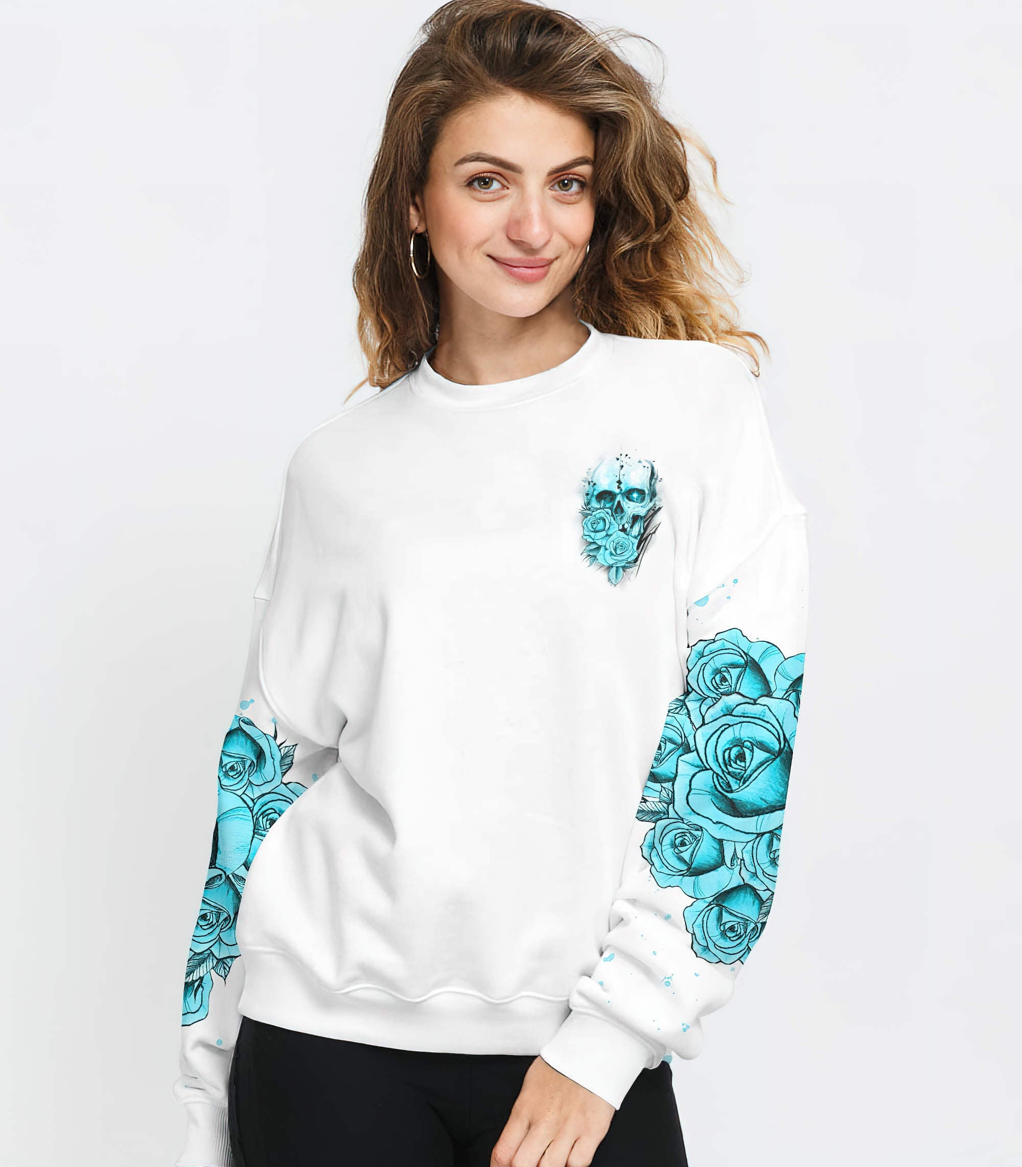 Just A Woman Who Loves Skull And Has Tattoos All Over Print 1 Sweatshirt