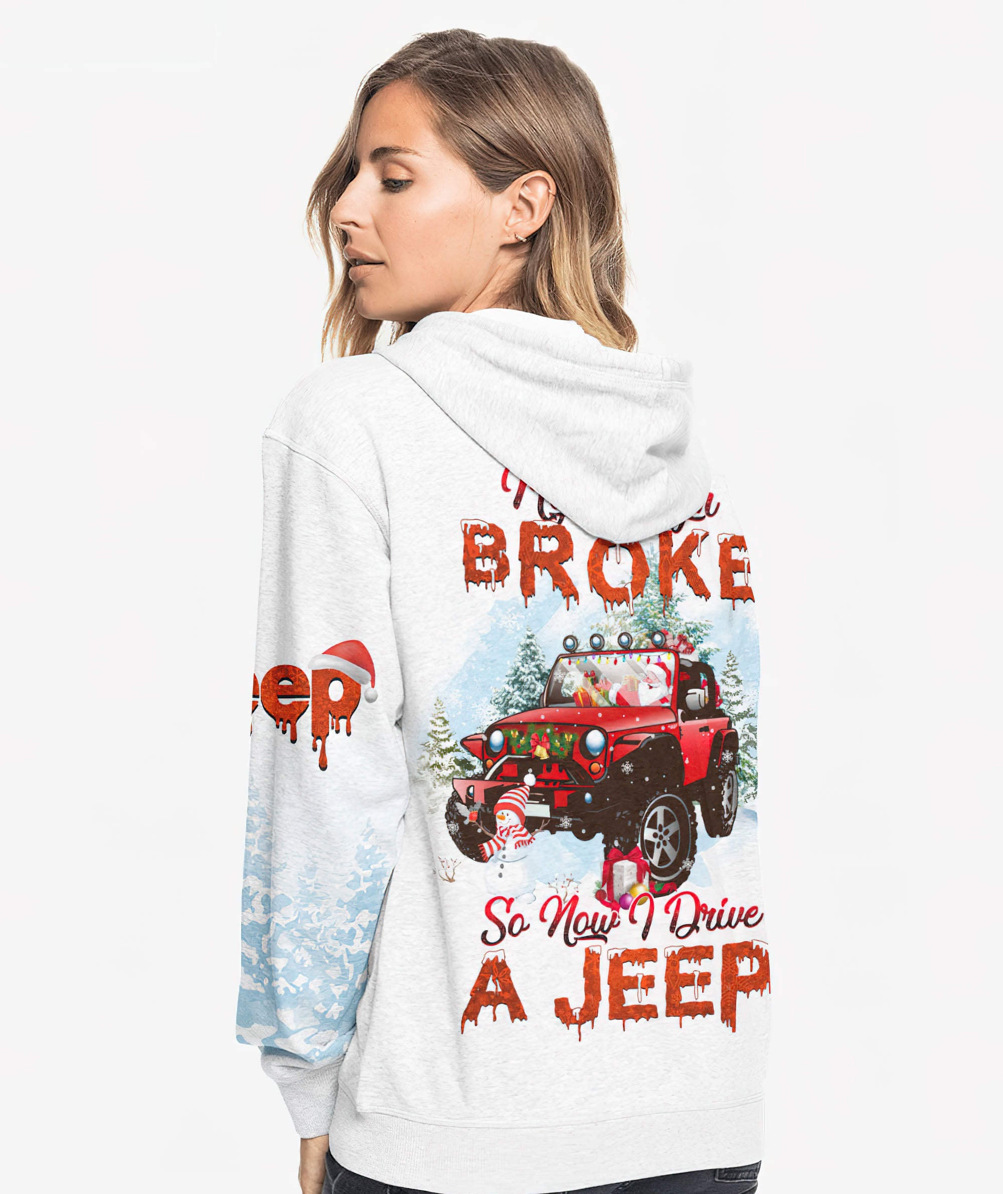 my-sleigh-broke-red-jeep-hoodie