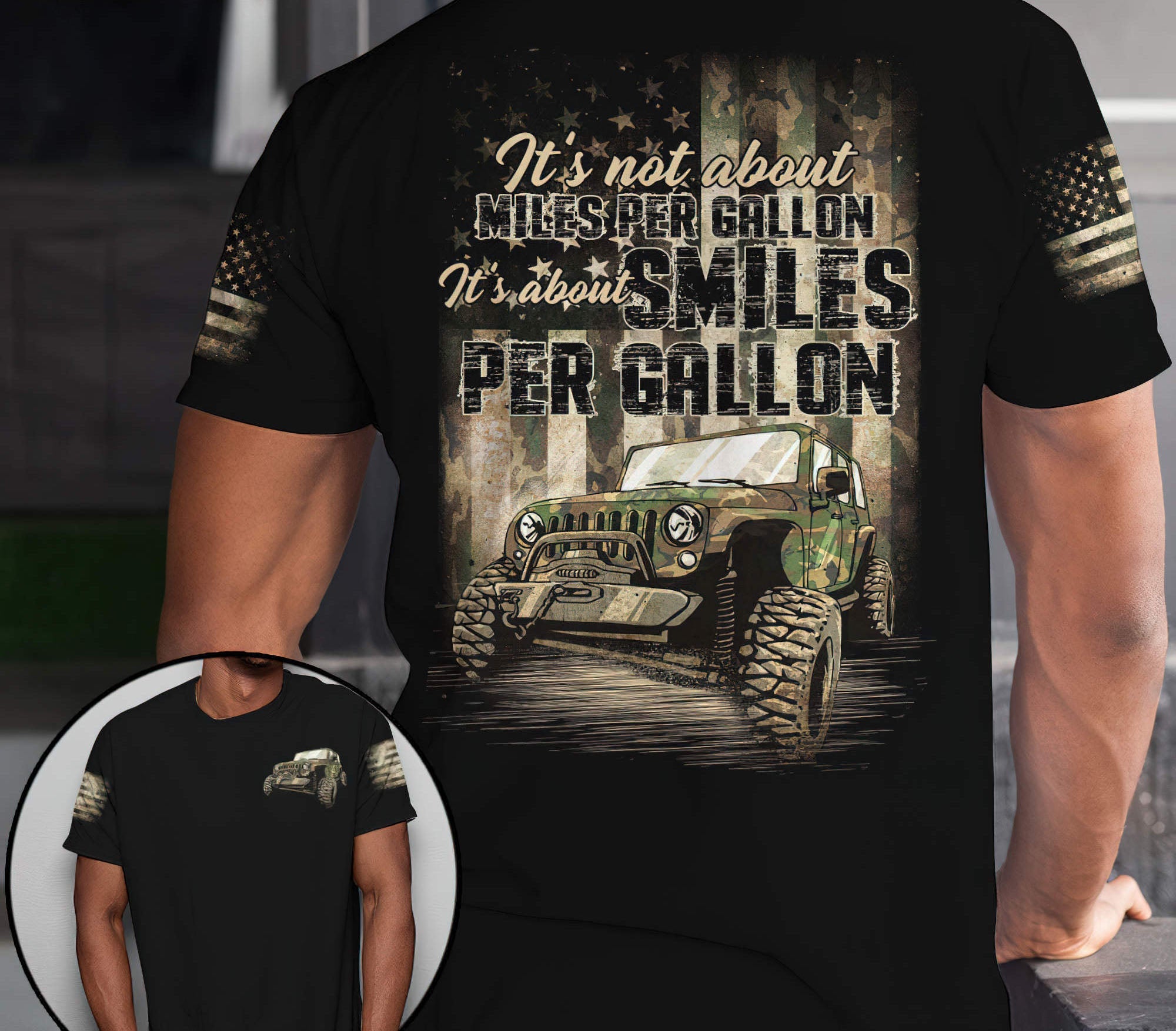 smiles-per-gallon-jeep-t-shirt