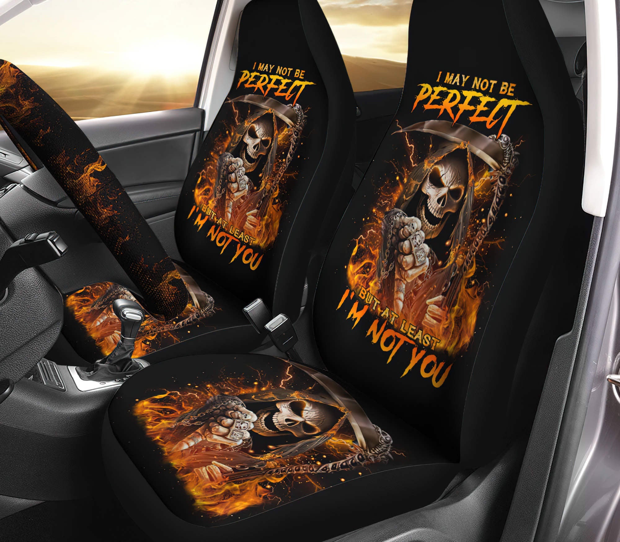 I'm Not You Fire Skull Automotive Car Seat Cover