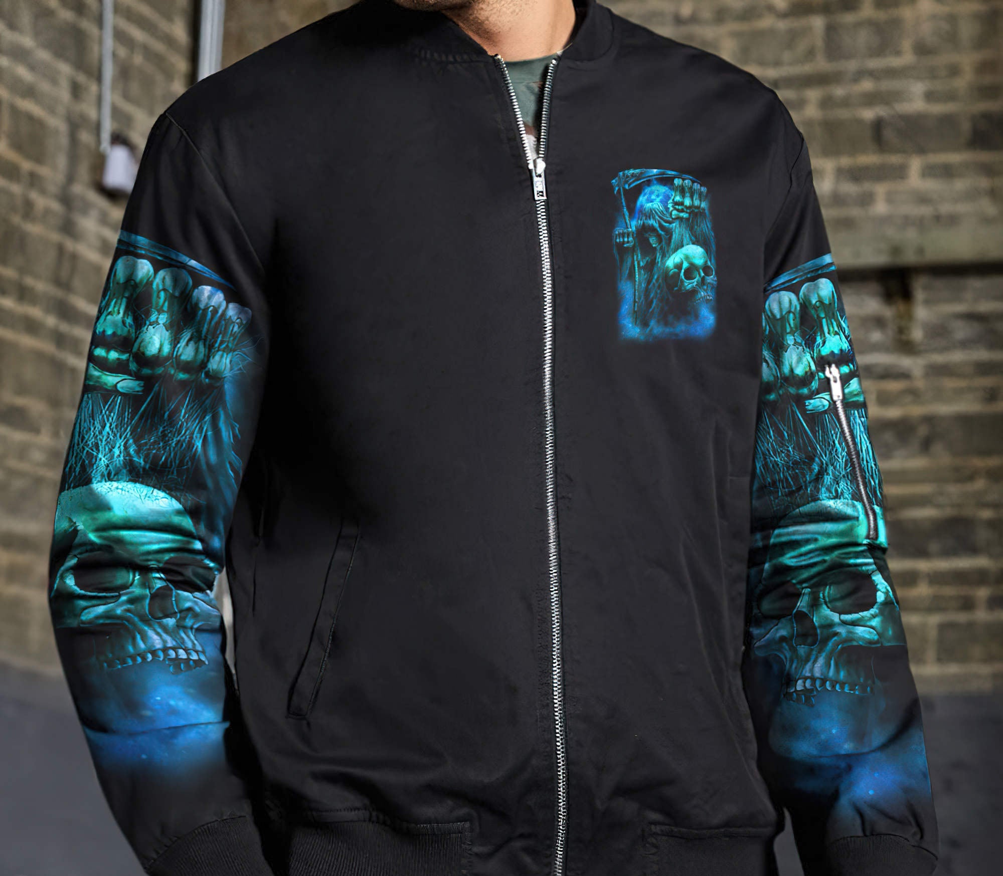 Tread Carefully Skull Bomber Jacket