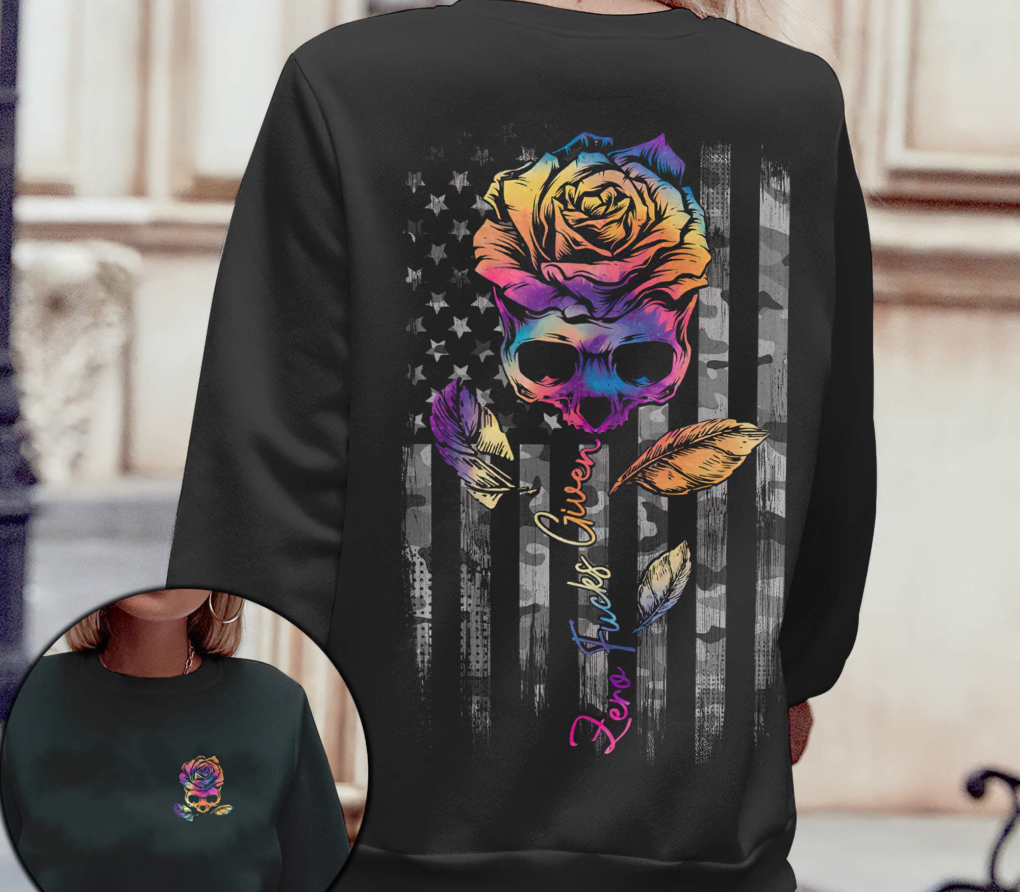 Rose Skull Tie Dye 2D Sweatshirt