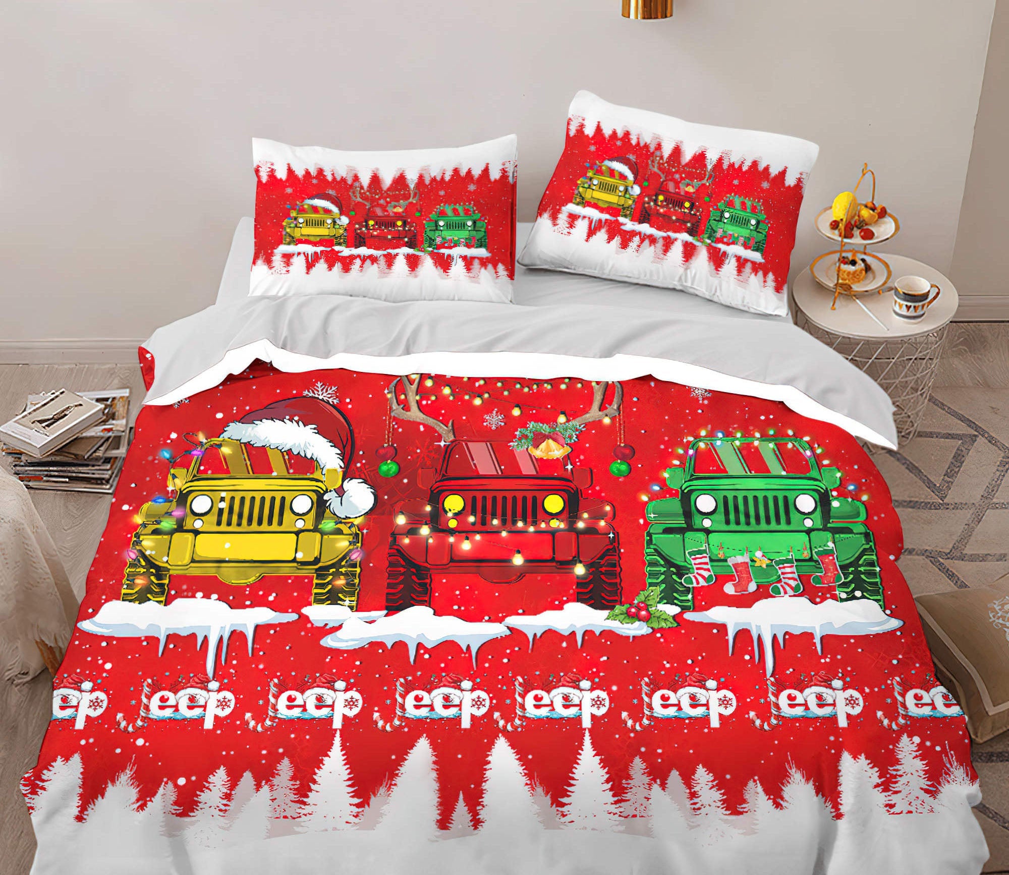 3-jeeps-christmas-bedding-set