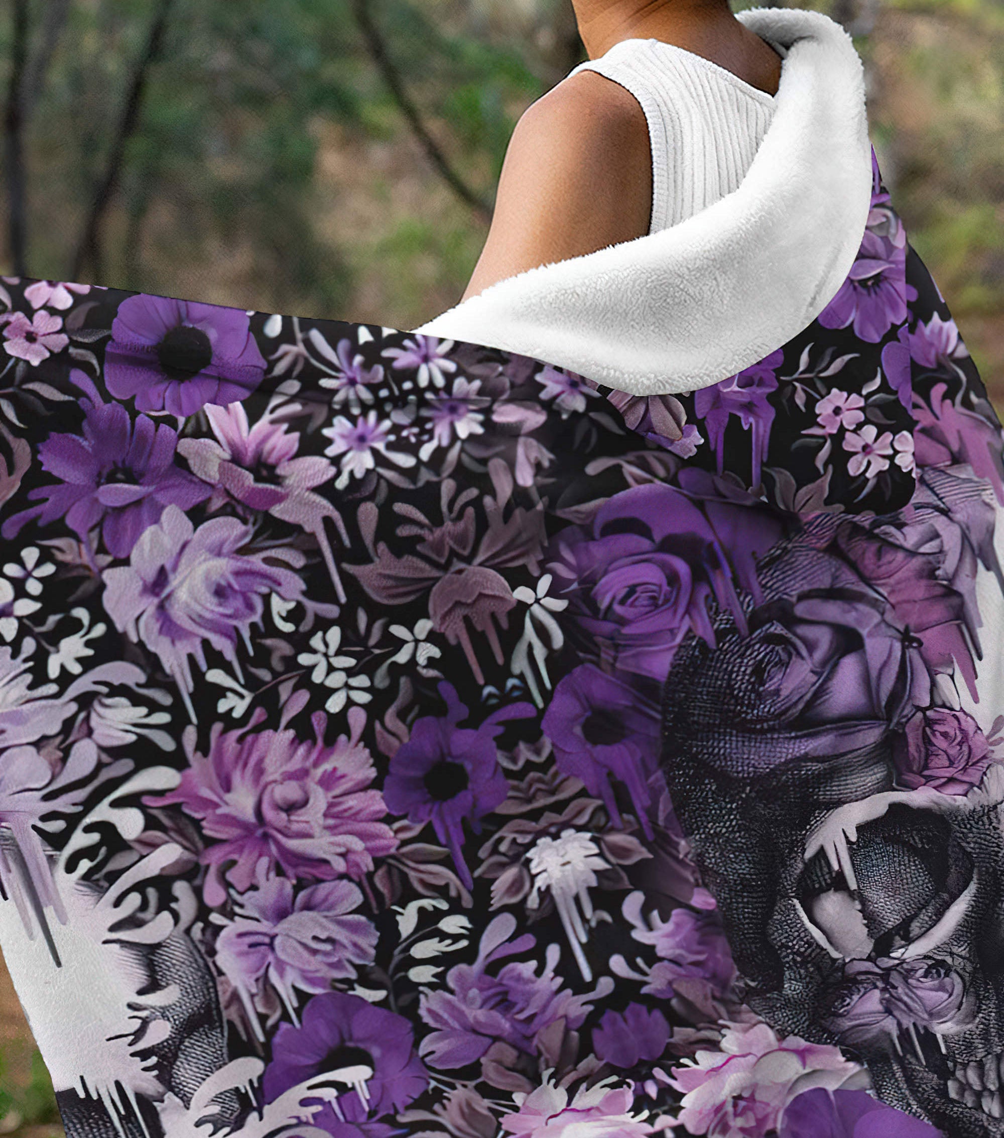 skull-flower-sherpa-blanket-hoodie-wearable-blanket-hoodie