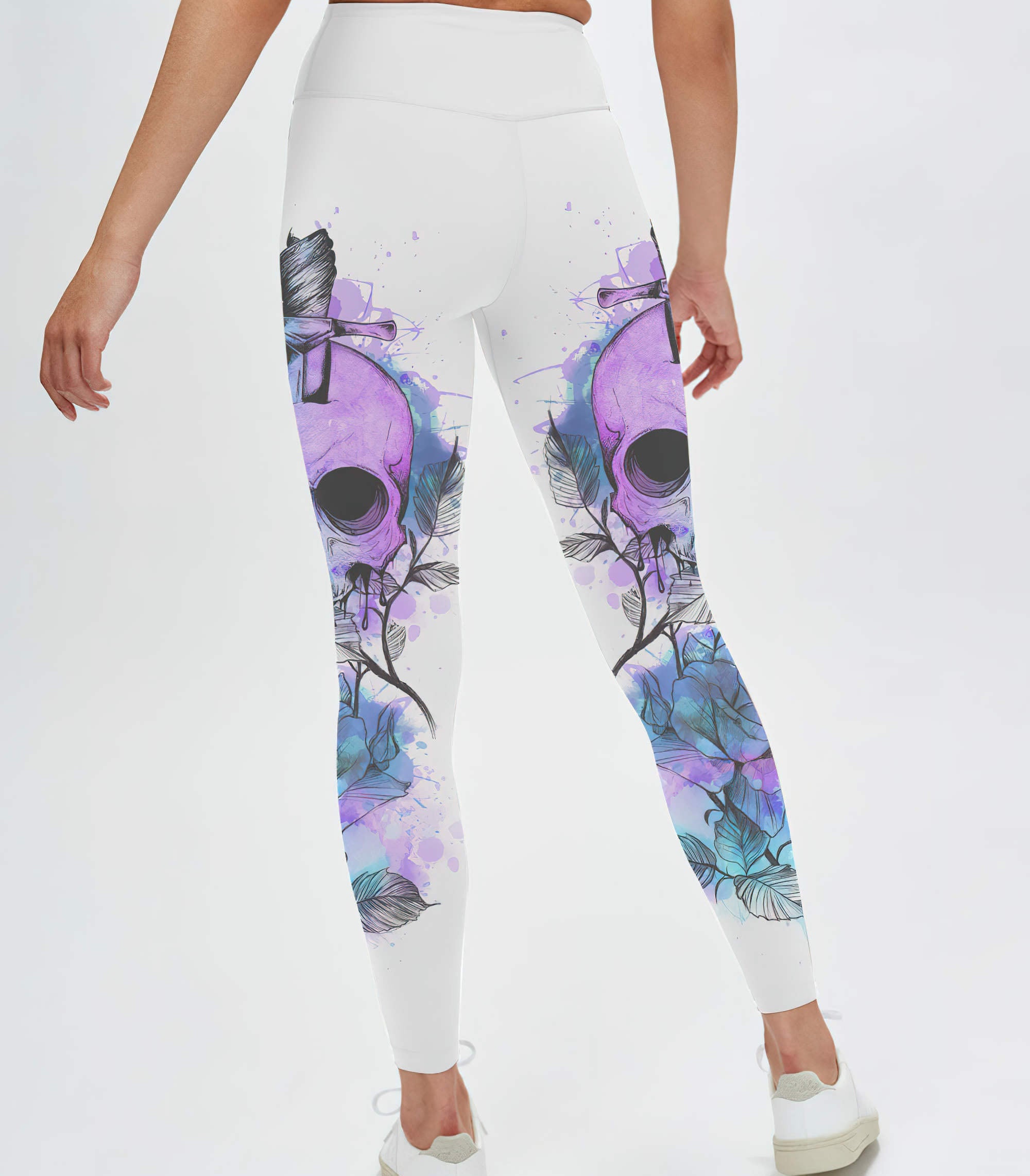 if-i-was-really-a-b-messy-bun-skull-all-over-print-leggings