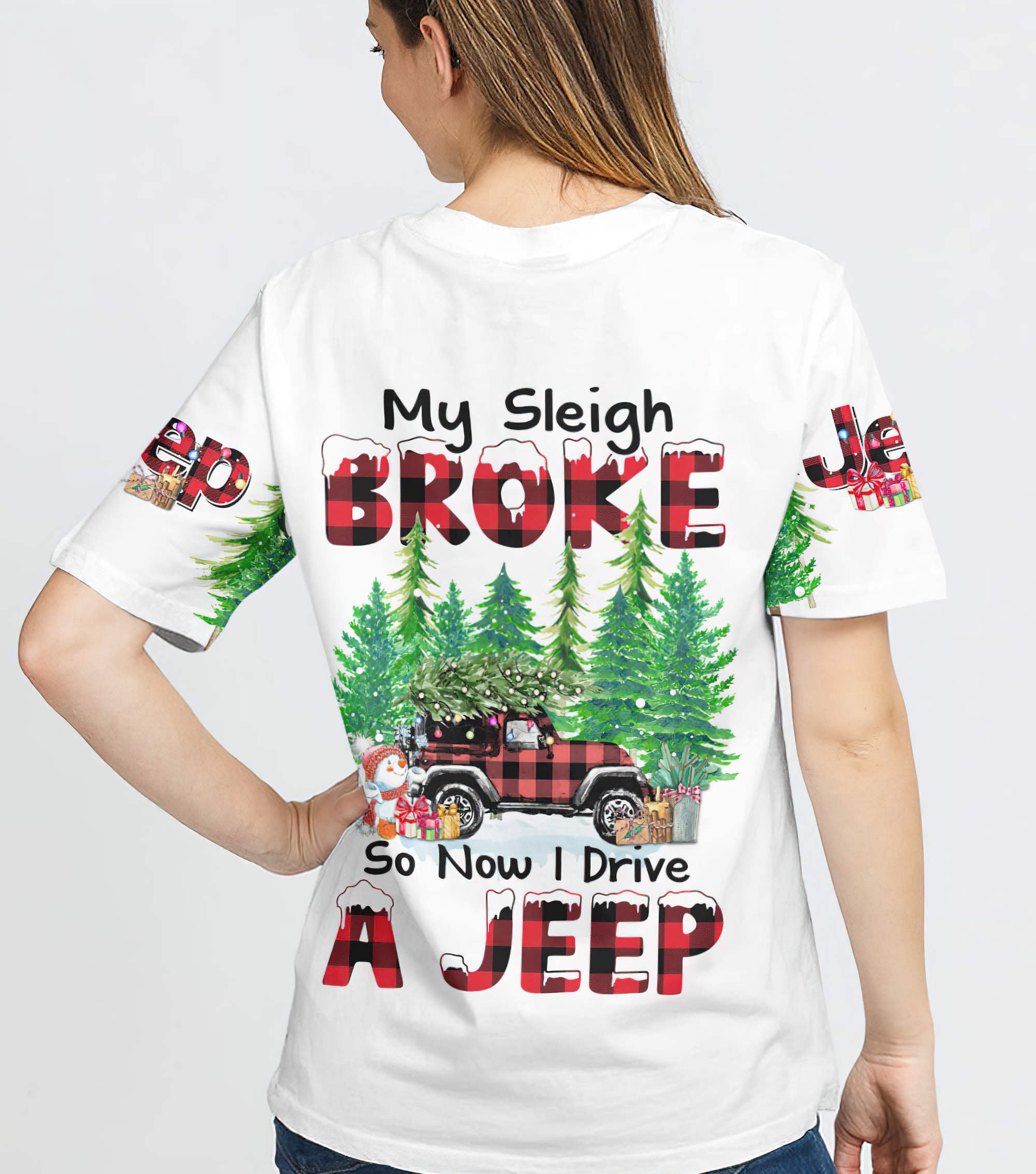 my-sleigh-broke-painting-jeep-t-shirt