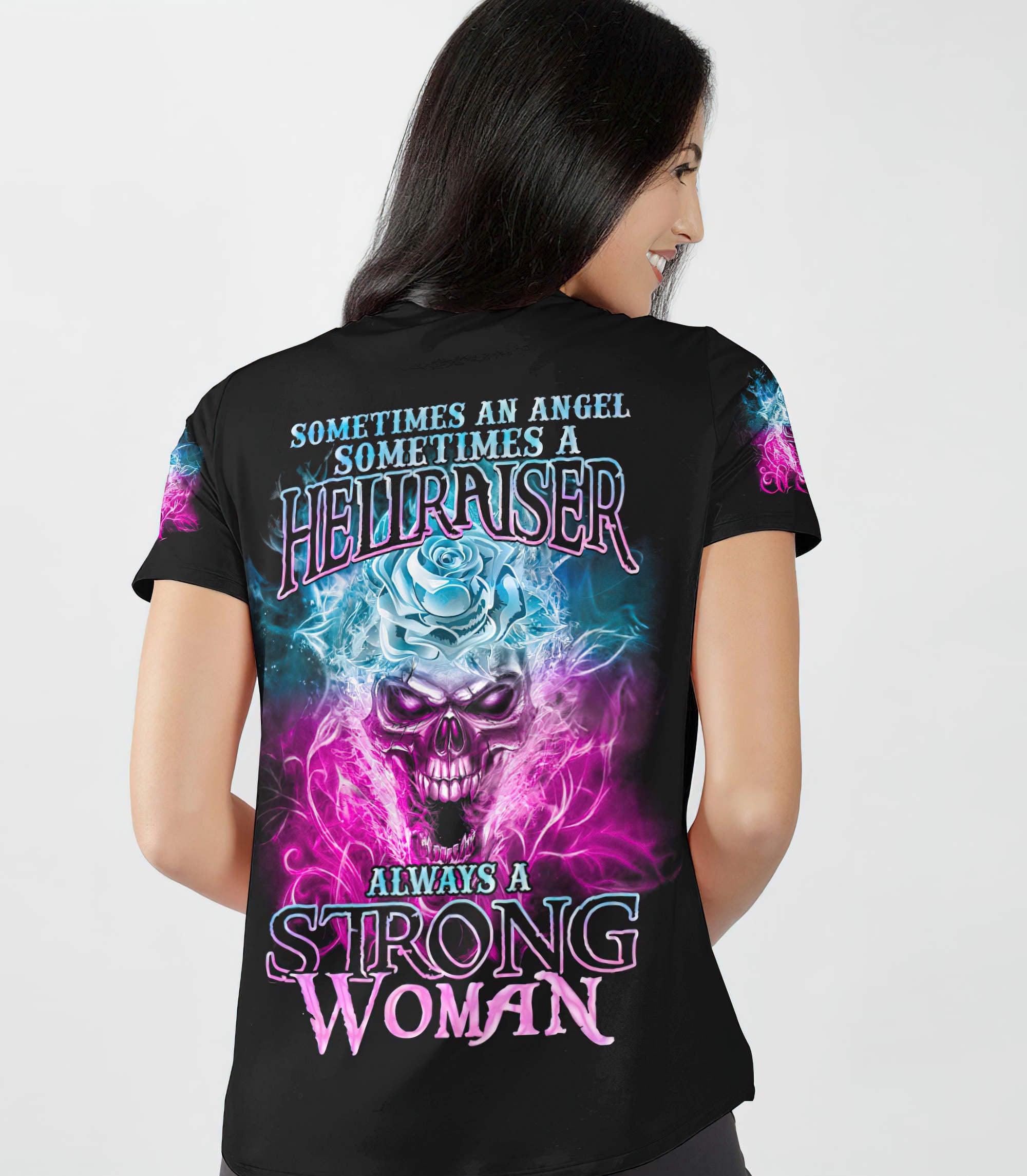 sometimes-an-angel-rose-fire-skull-all-over-print-women-v-neck-t-shirt