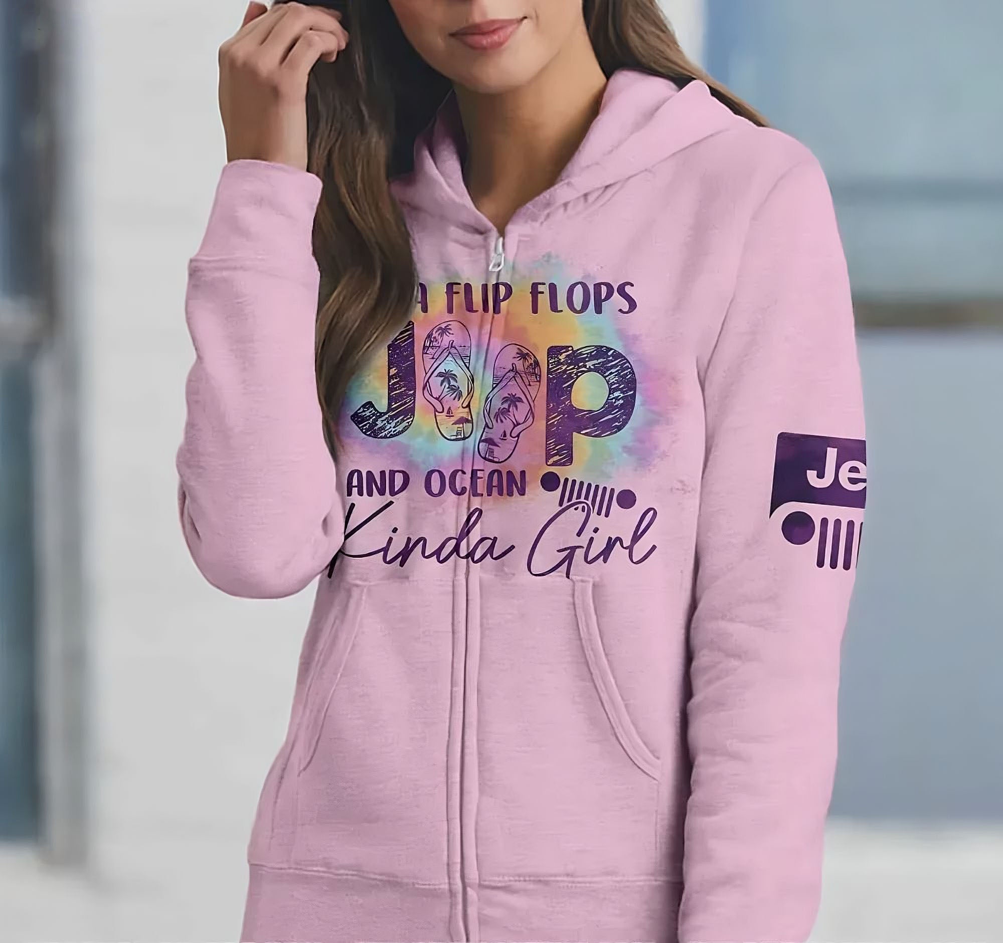 im-a-flip-flops-jeep-and-ocean-kinda-girl-pastel-all-over-print-hoodie