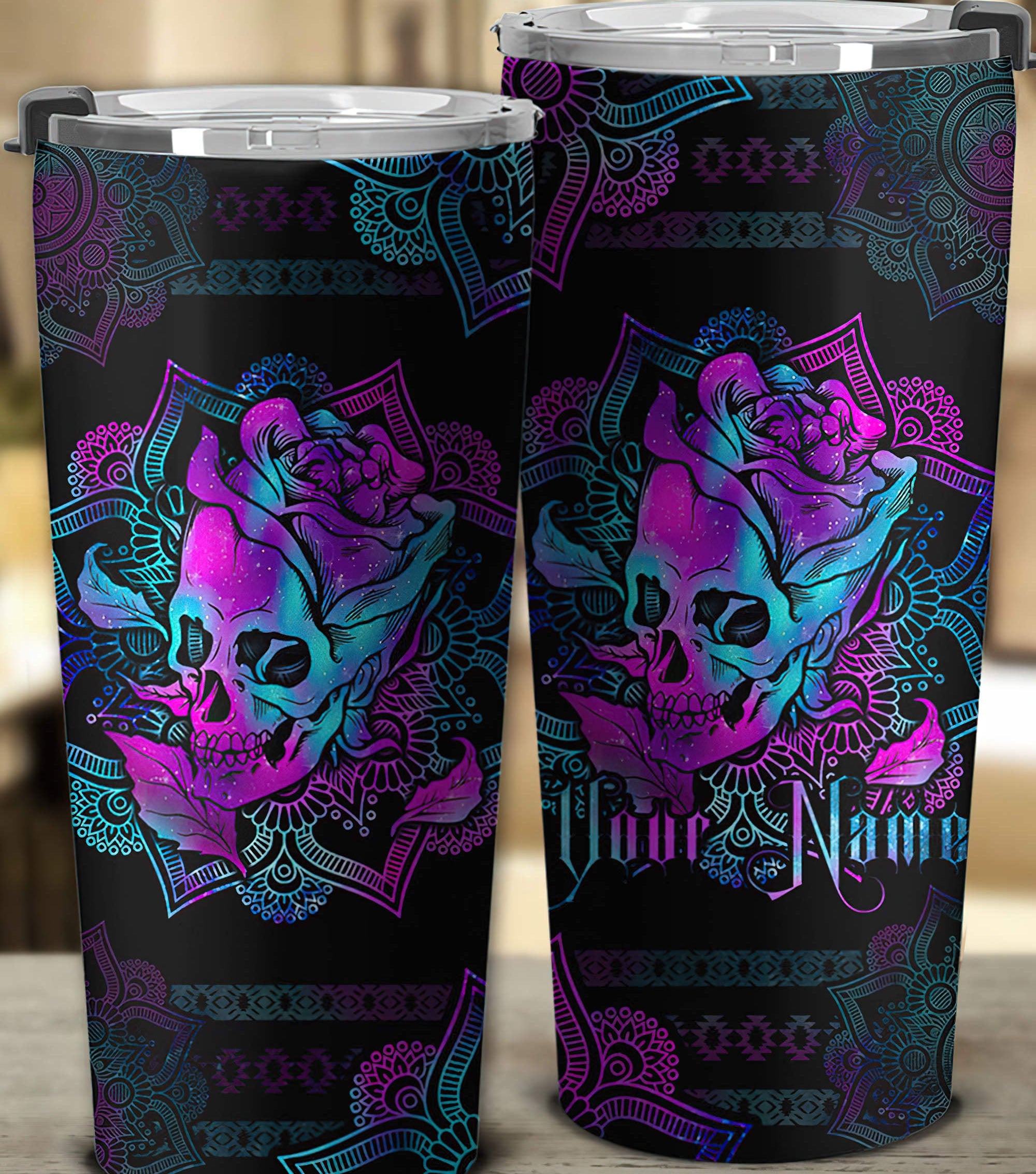 personalized-skull-rose-mandala-tumbler