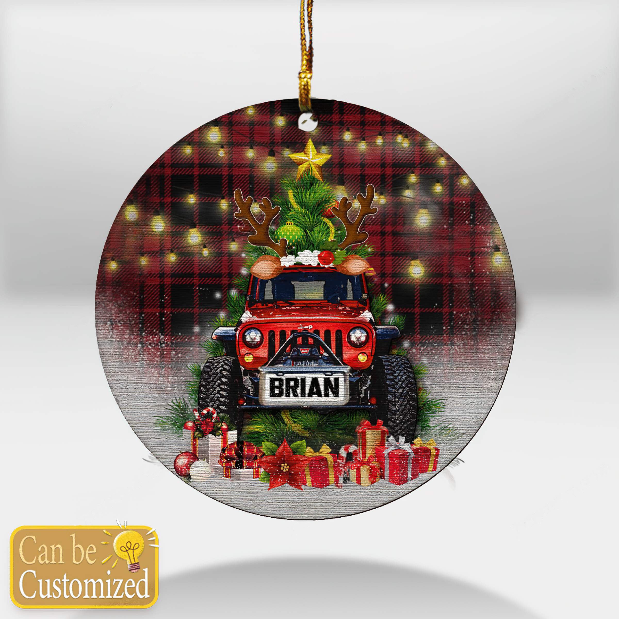 plaid-light-jeep-christmas-ornaments