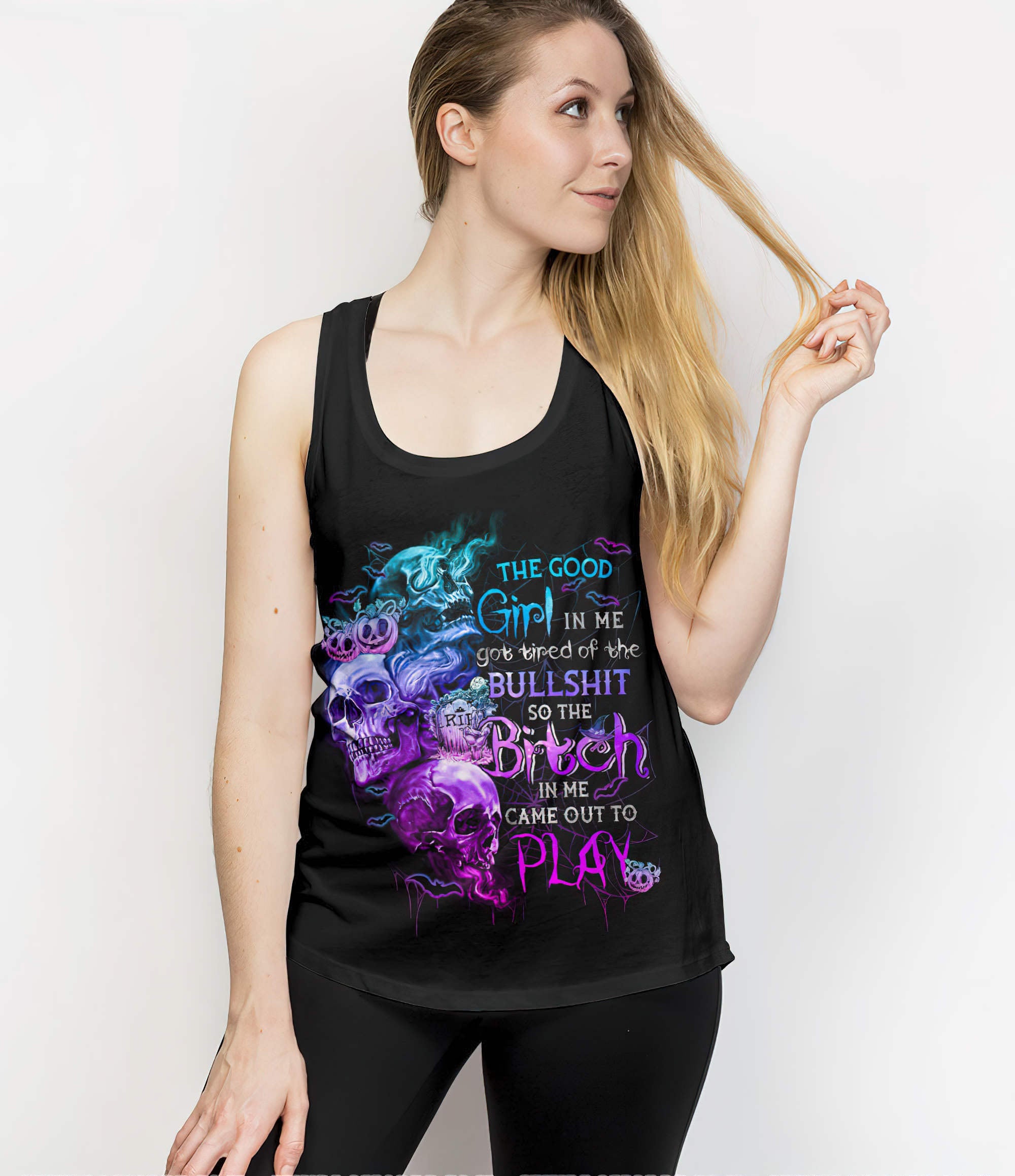 the-good-girl-in-me-got-tired-skull-halloween-all-over-print-1-tank-top