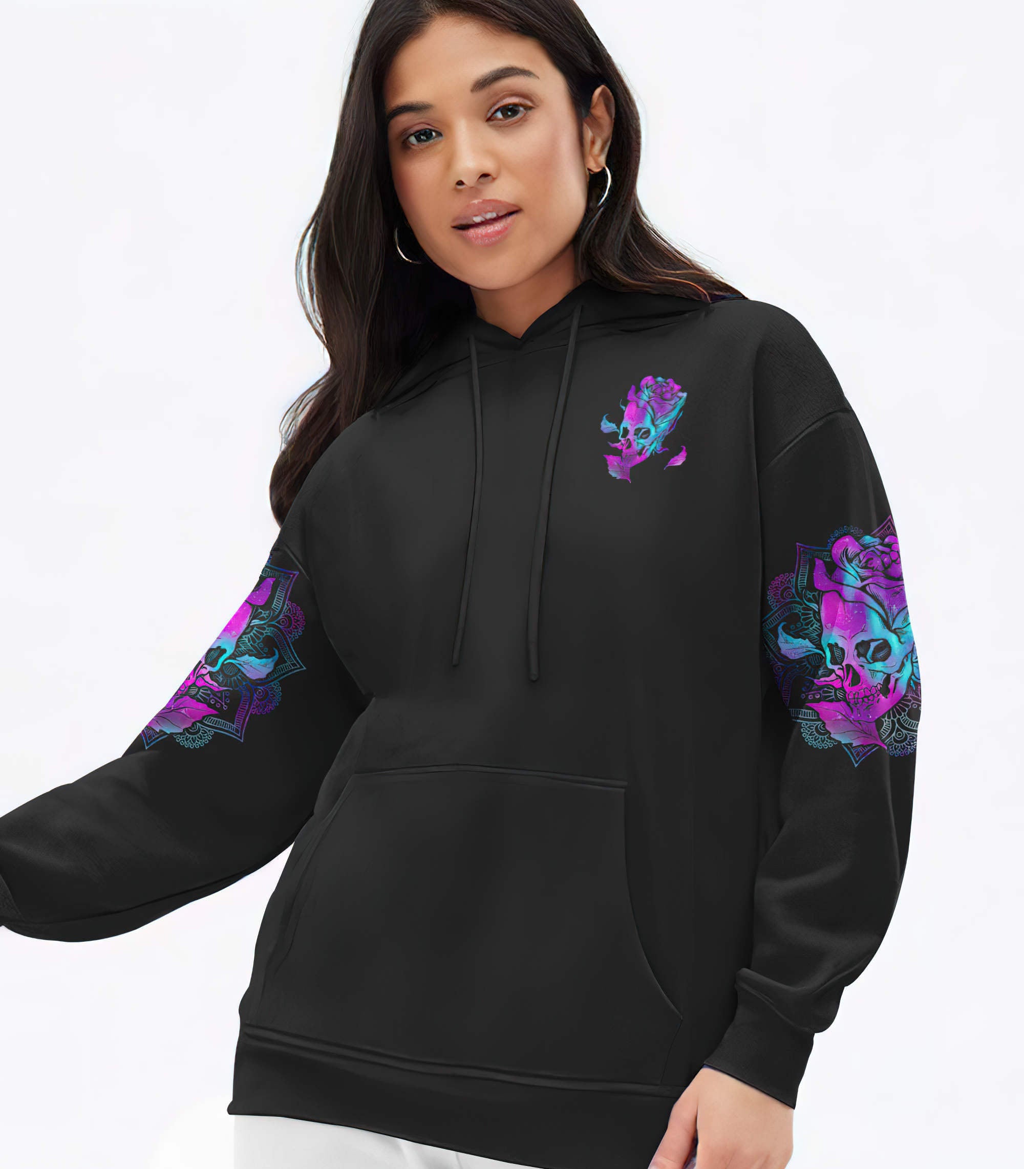 The Good Girl In Me Rose Skull All Over Print Hoodie