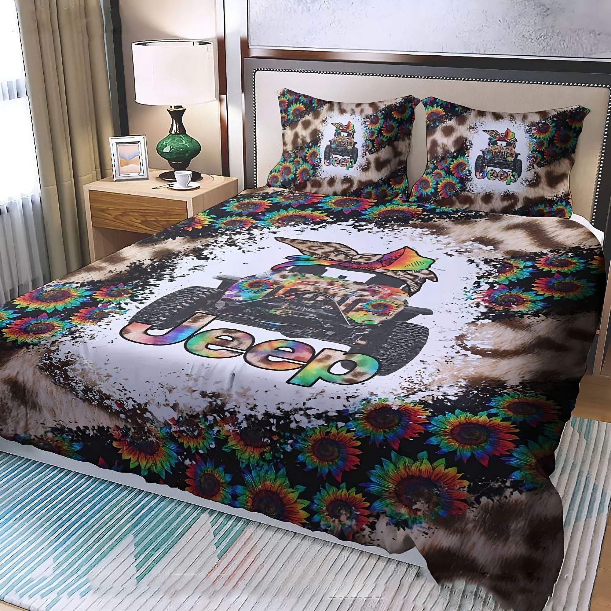 jeep-sunflower-leopard-bedding-set