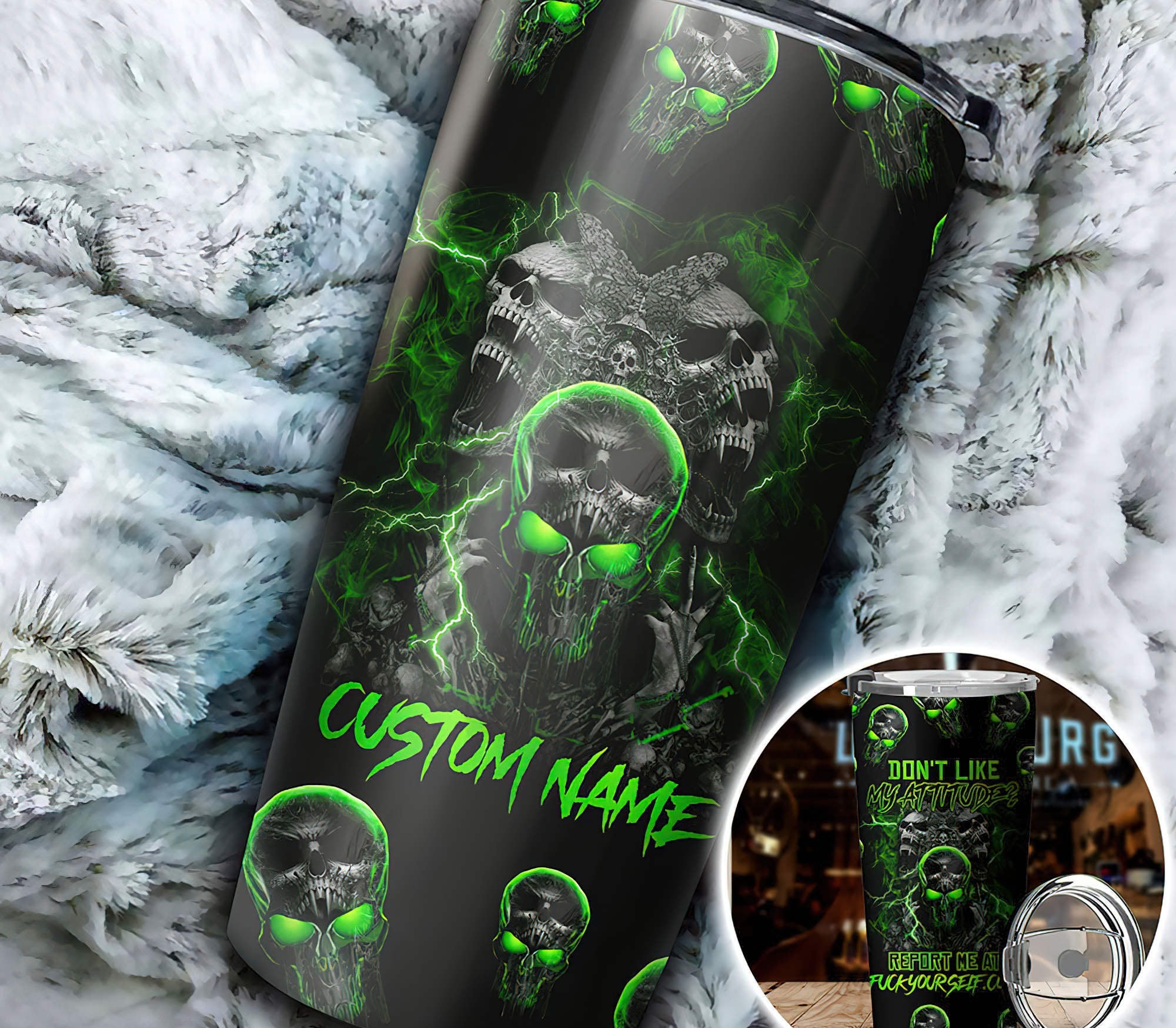 Personalized Don't Like My Attitude Skull Tumbler Tumbler