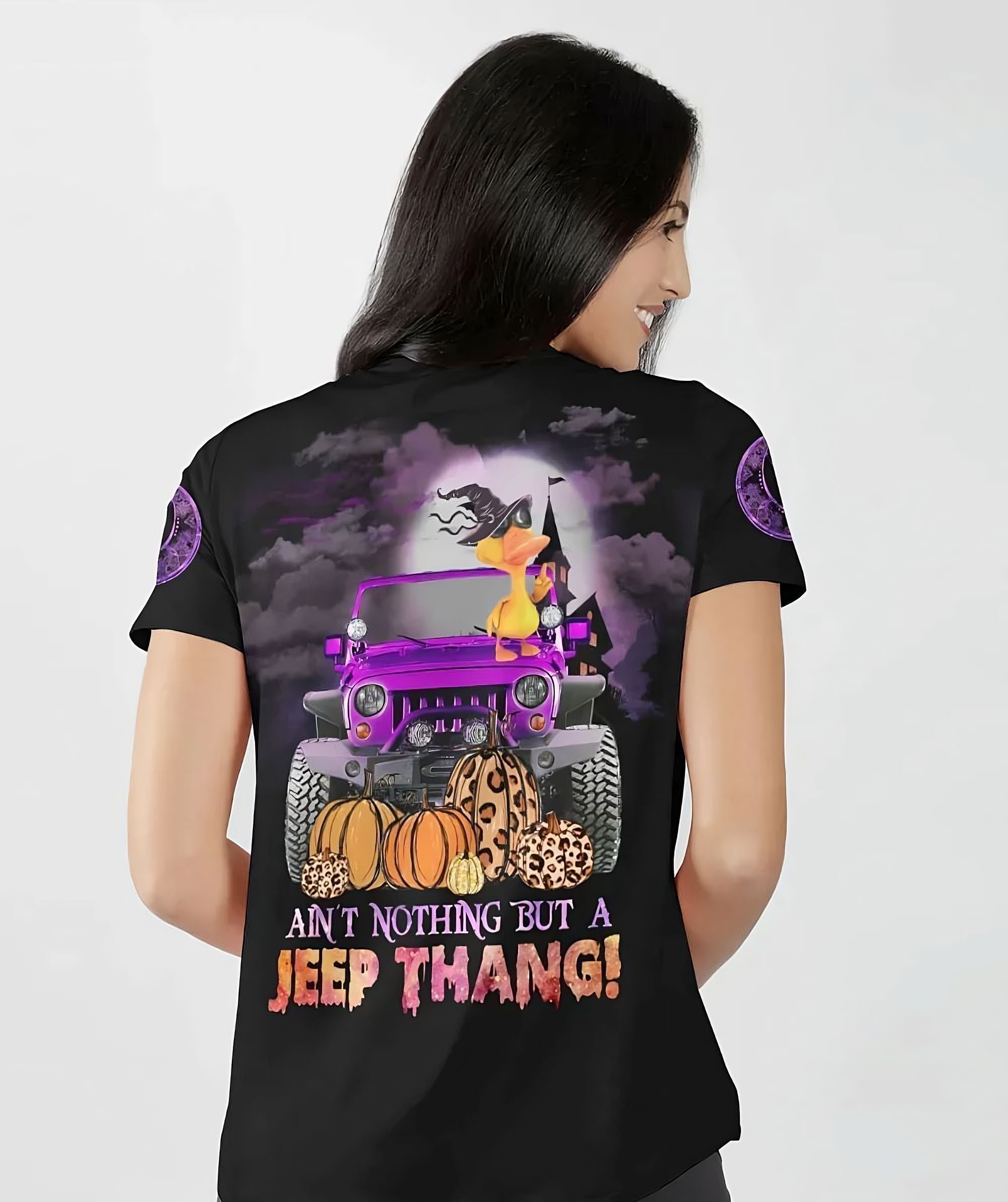 aint-nothing-but-a-jeep-thang-duck-halloween-all-over-print-women-v-neck-t-shirt