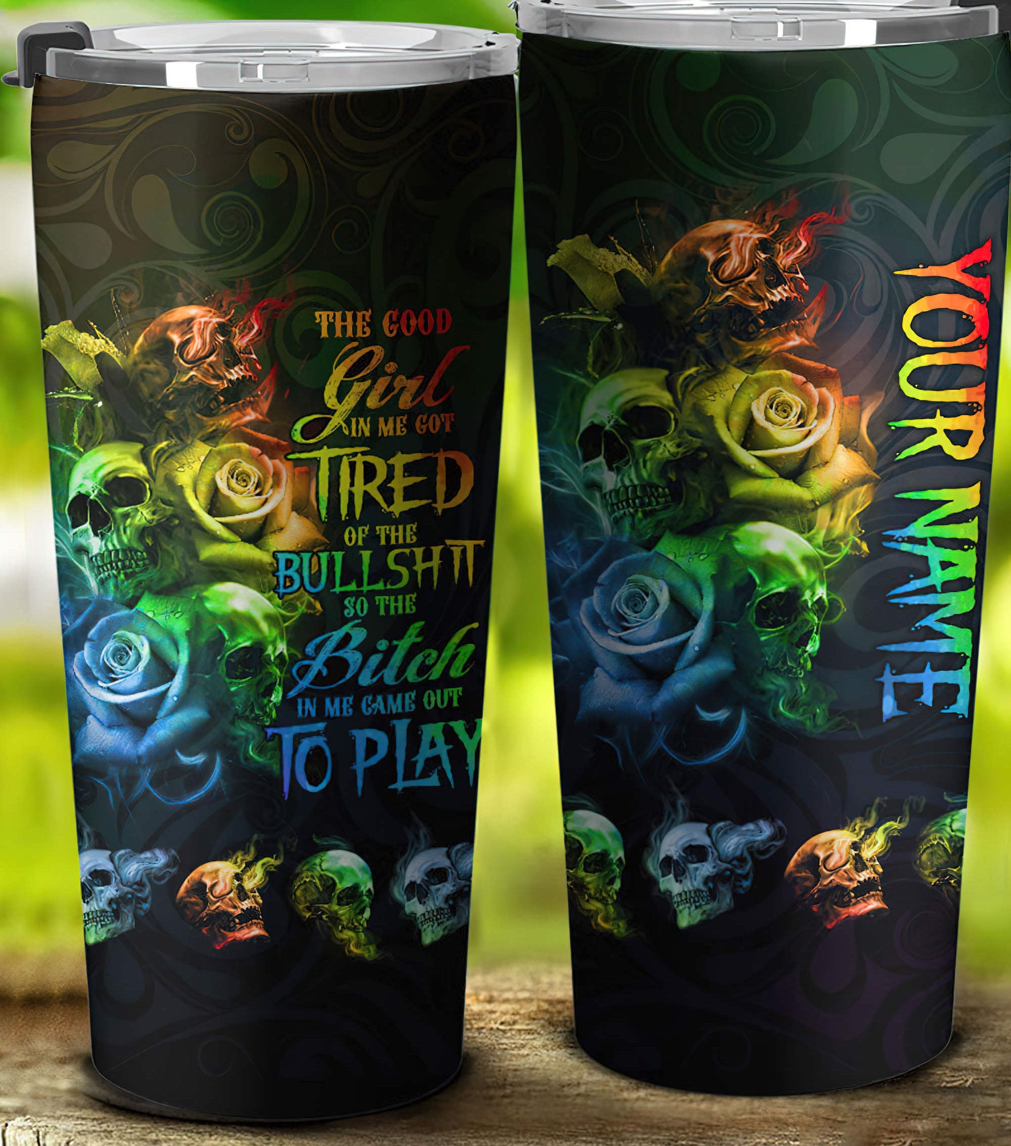 personalized-the-good-girl-in-me-3-skulls-rose-colorful-tumbler