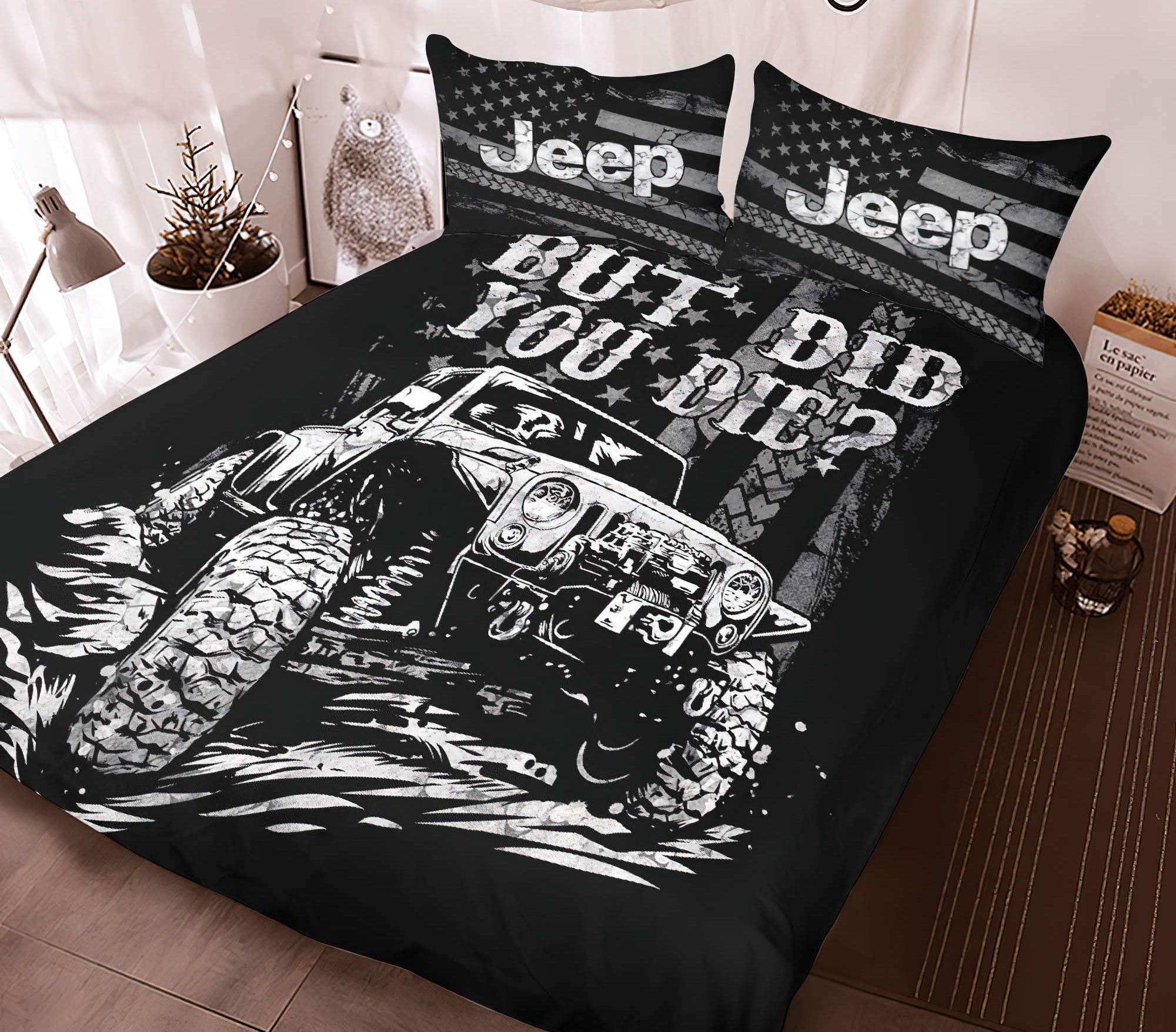 but-did-you-die-jeep-bw-bedding-set