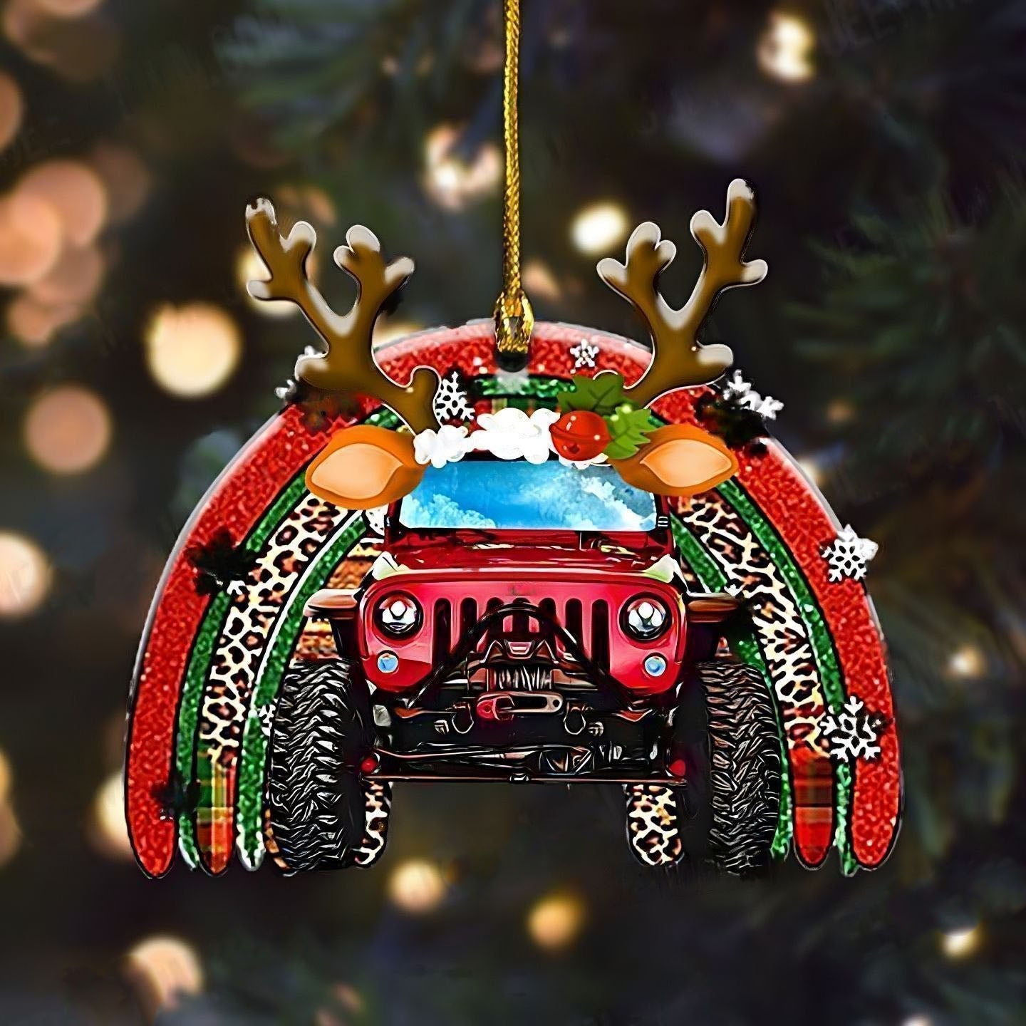 xmas-rainbow-customized-layered-wood-ornament-jeep-christmas-ornaments