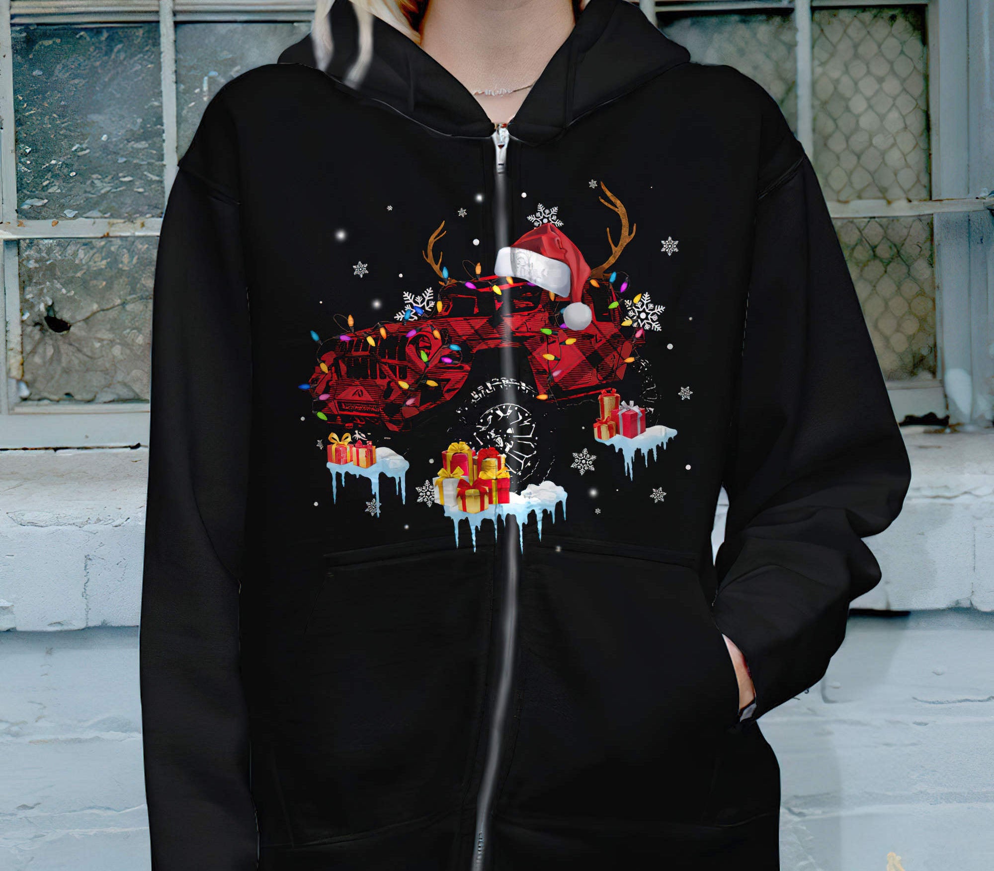 jeep-christmas-light-1-sided-hoodie