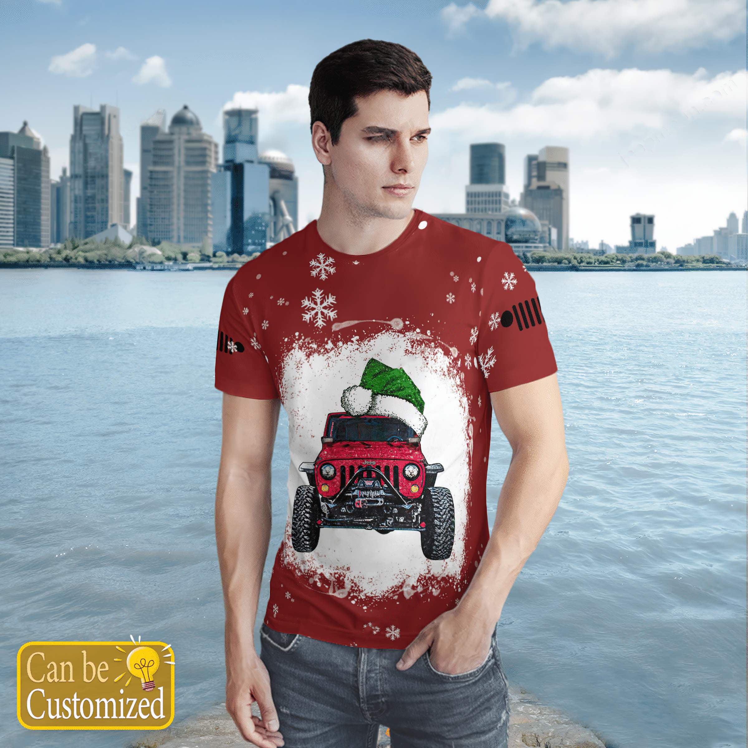 red-jeep-christmas-t-shirt