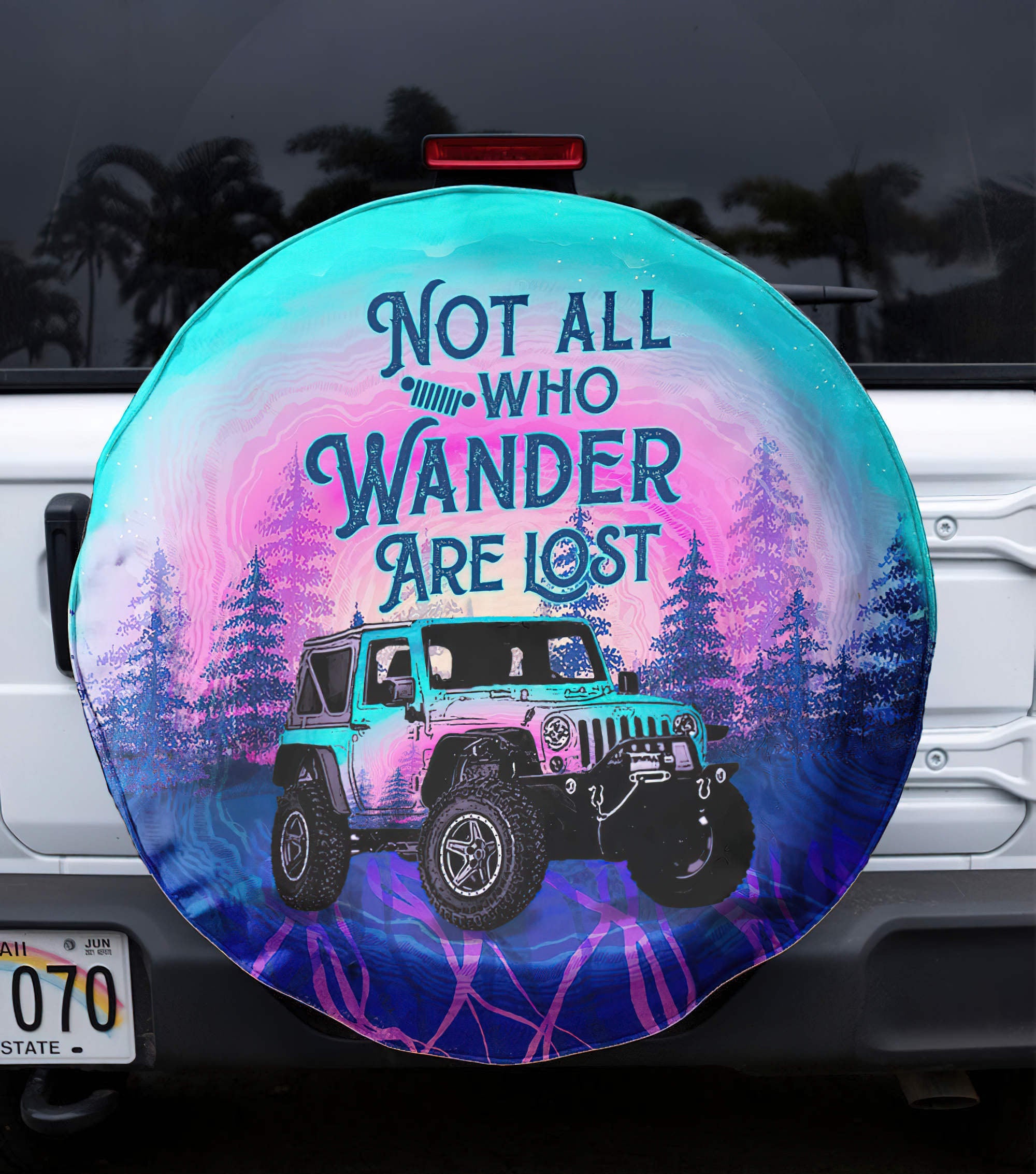 not-all-who-wander-are-lost-forest-sunset-spare-tire-cover