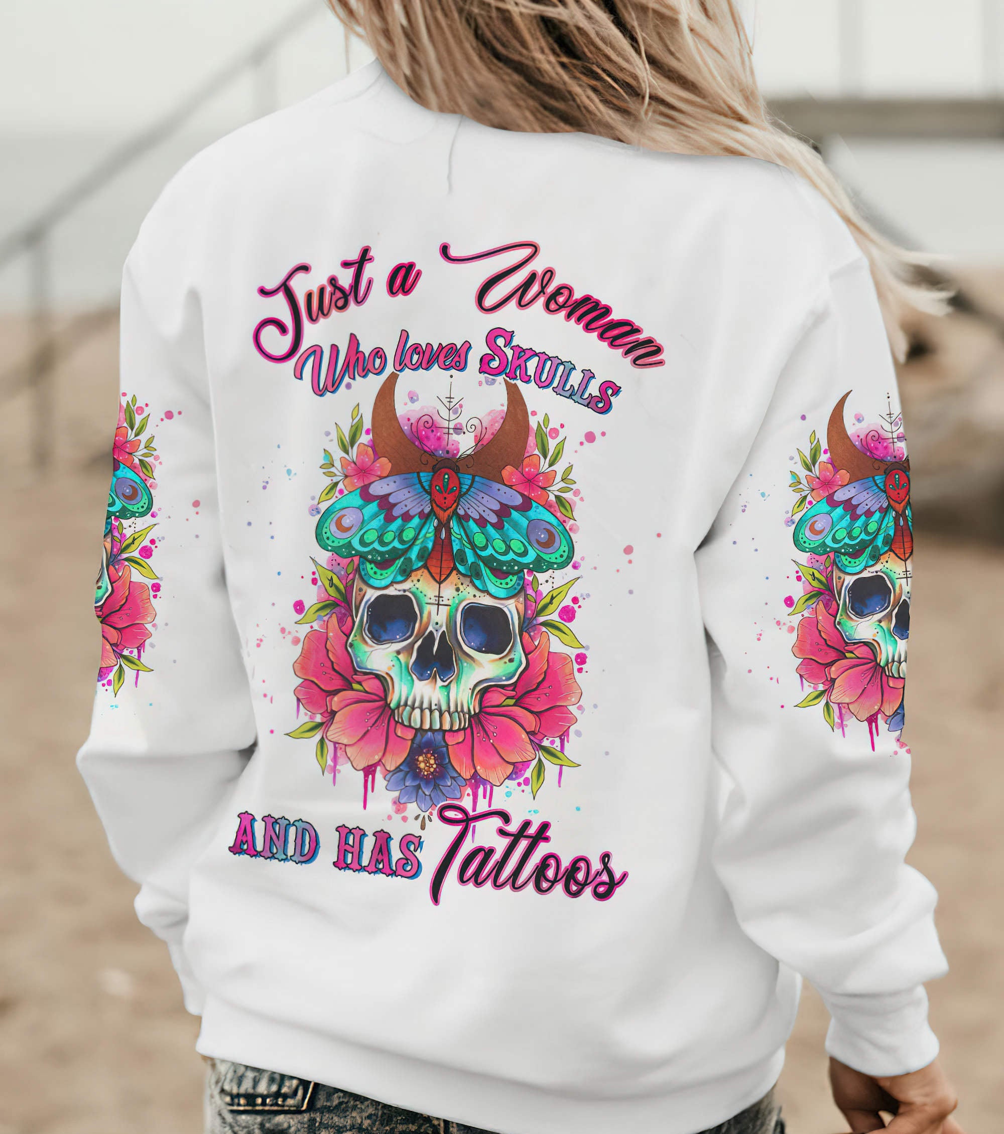 just-a-woman-who-loves-skulls-and-has-tattoos-all-over-print-1-sweatshirt