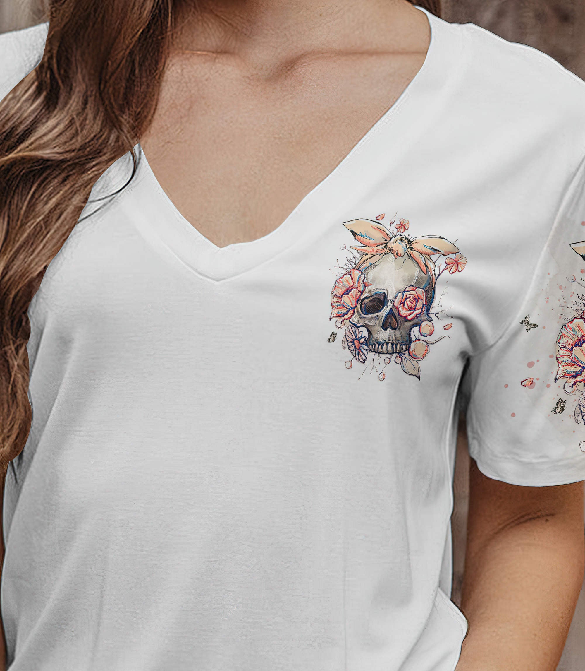 the-good-girl-in-me-floral-skull-all-over-print-women-v-neck-t-shirt