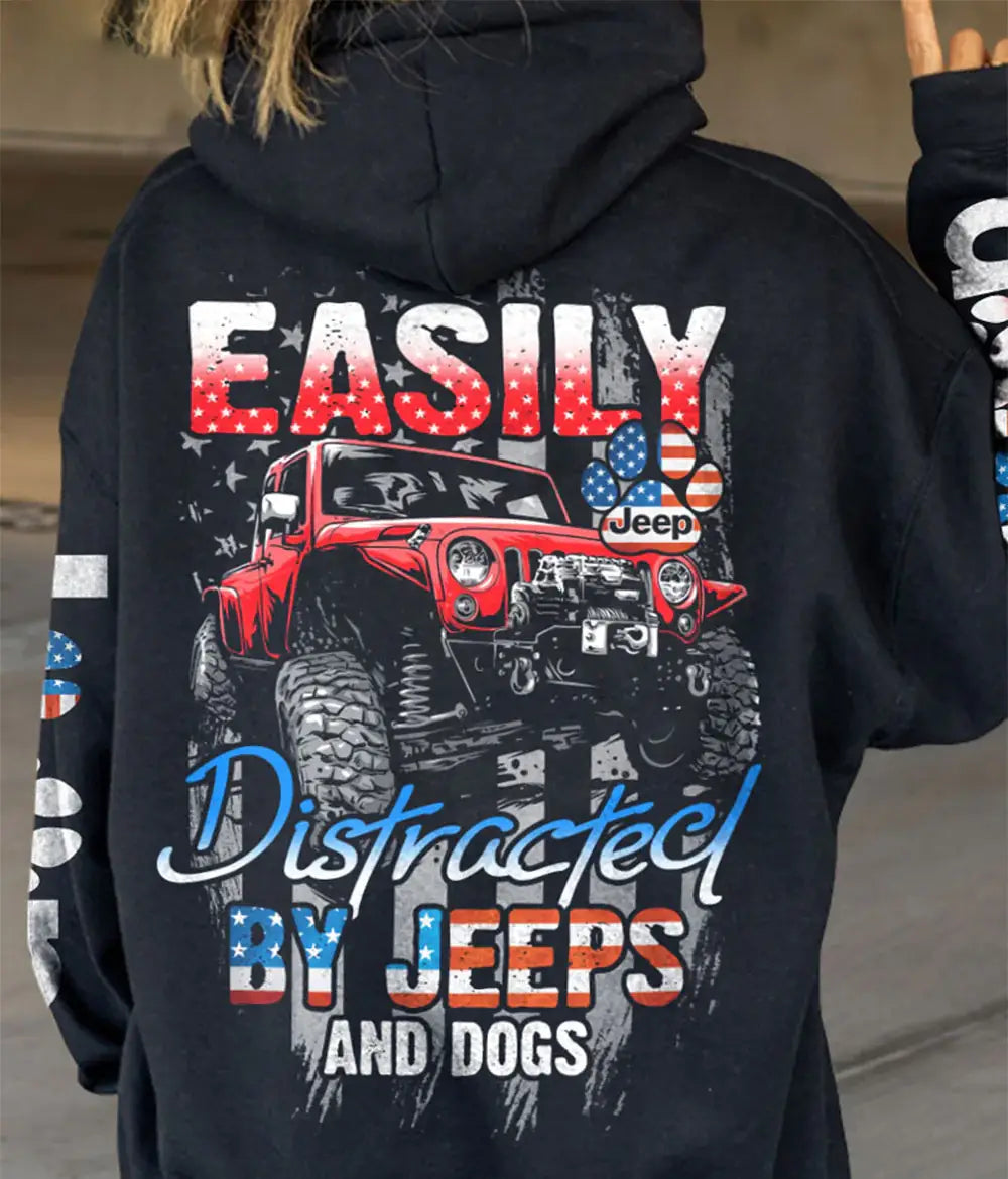 easily-distracted-by-jeeps-and-dogs-flag-hoodie