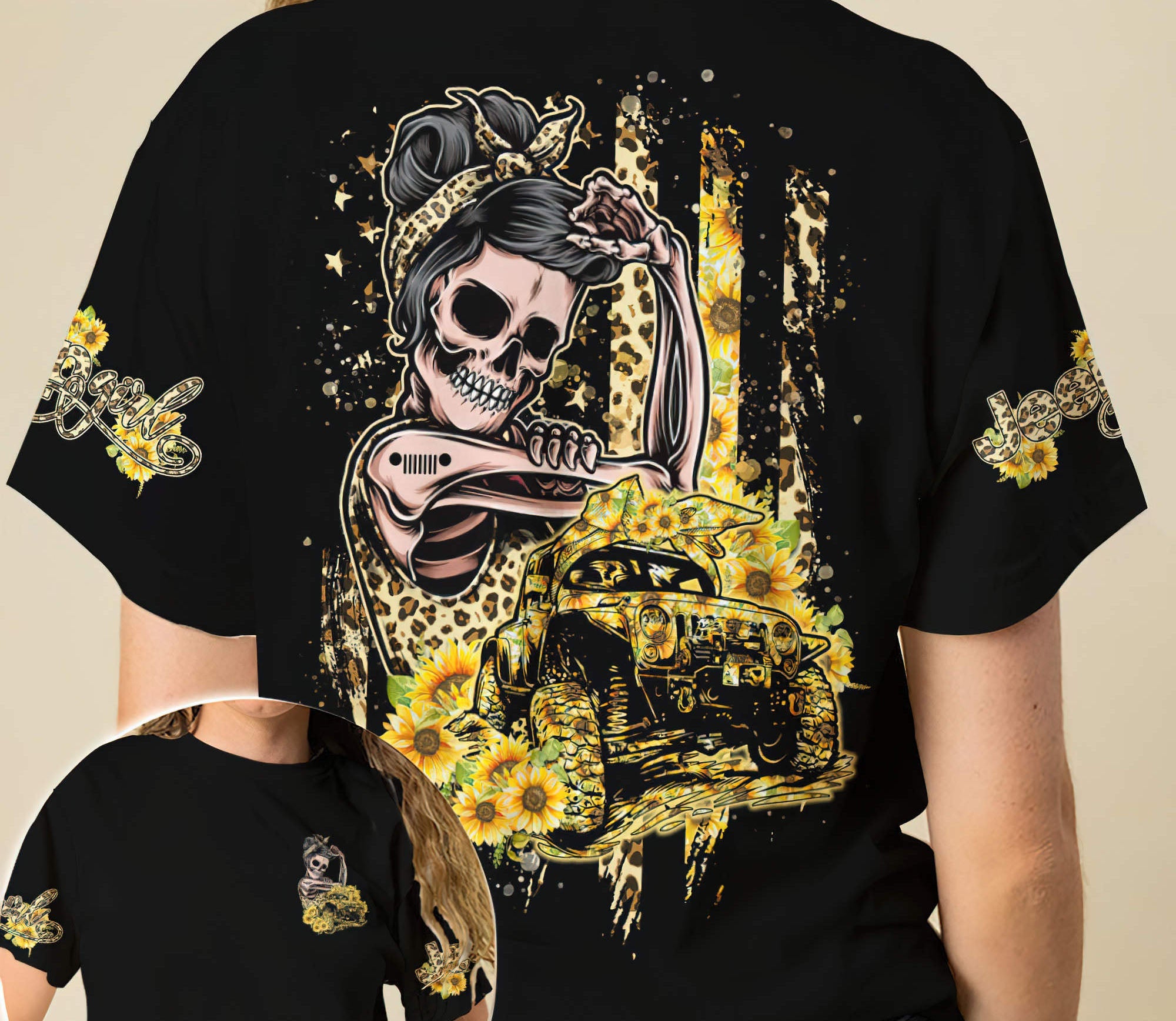 jeep-girl-sunflower-skeleton-t-shirt