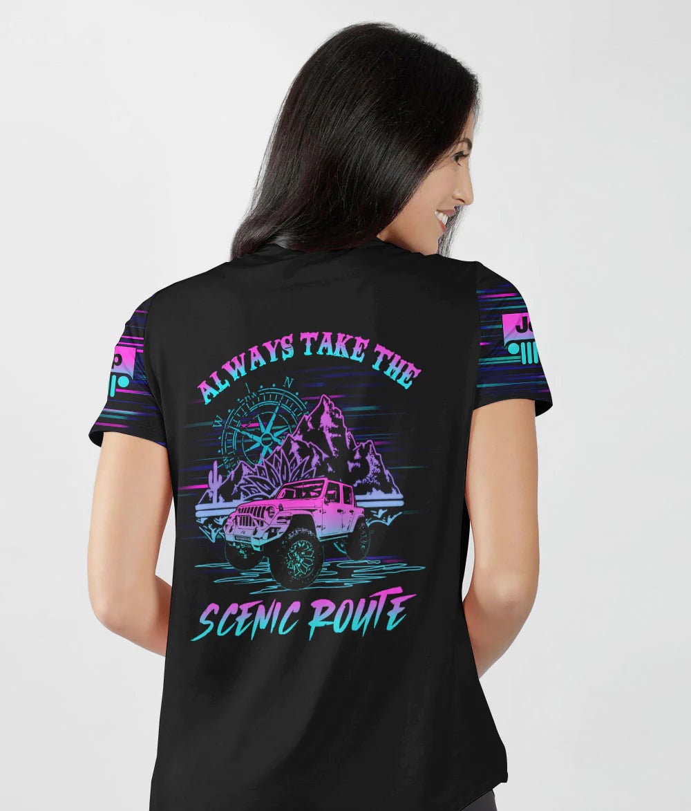 always-take-the-scenic-route-women-v-neck-t-shirt