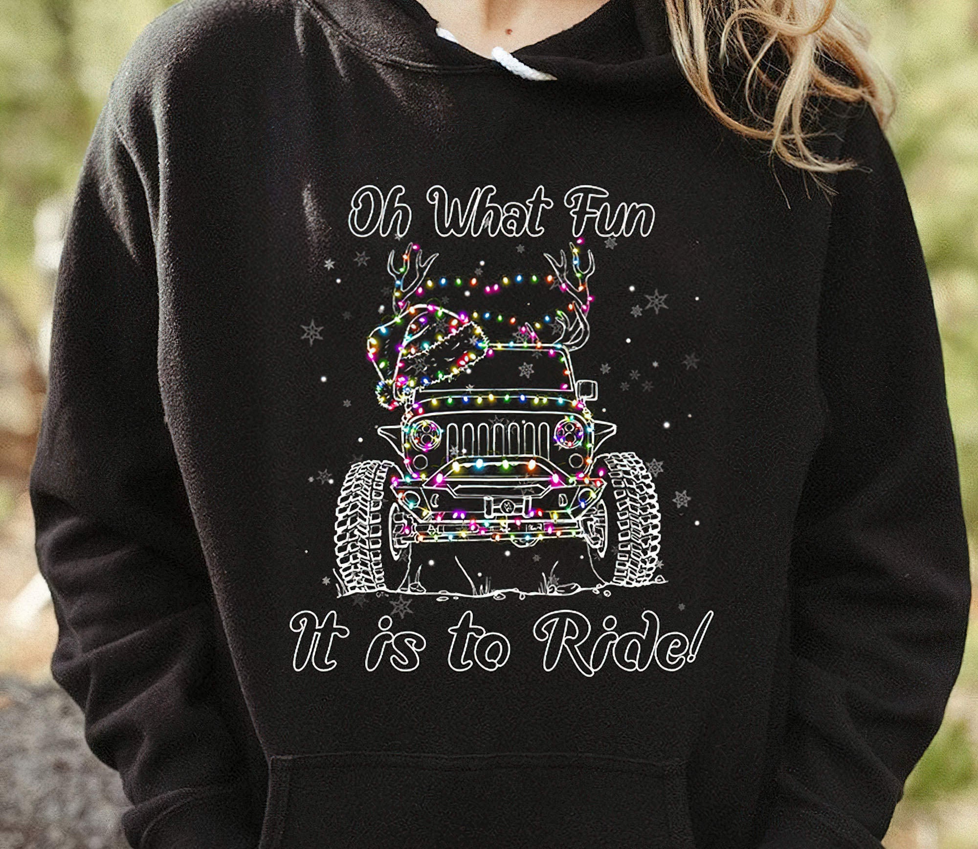 oh-what-fun-jeep-lights-1-sided-hoodie