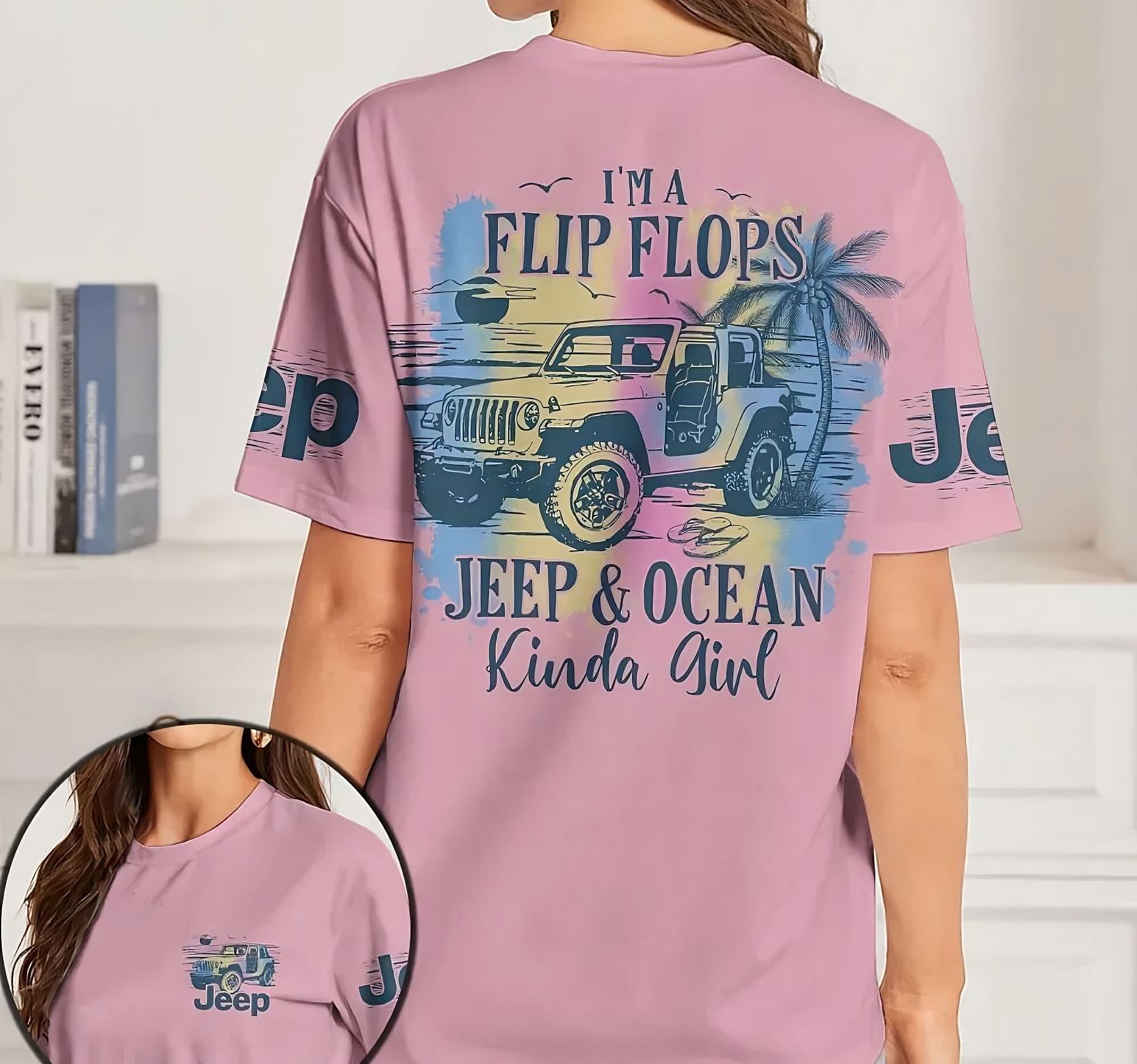 im-a-flip-flops-jeep-and-ocean-kinda-girl-colorful-all-over-print-t-shirt