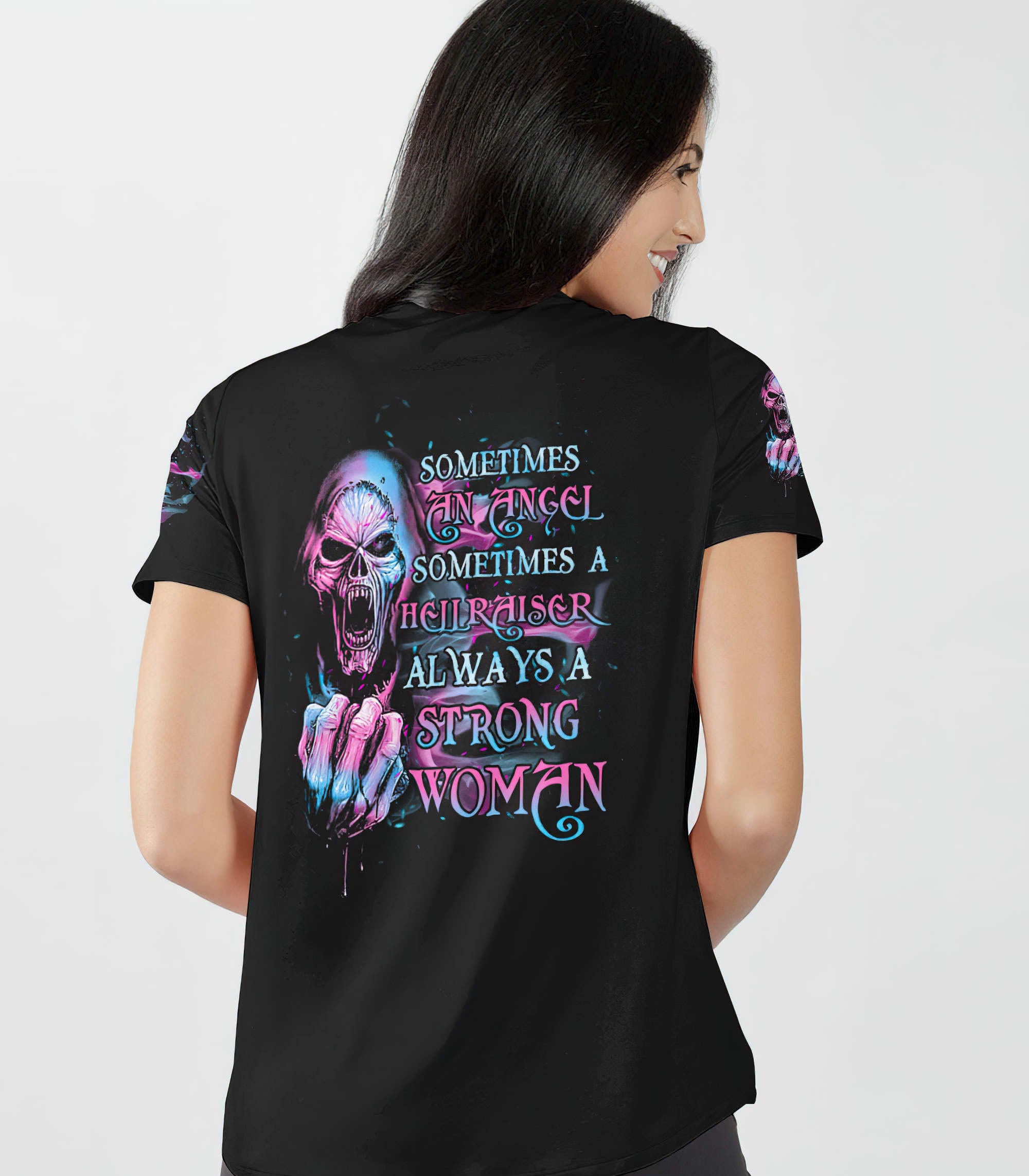 always-a-strong-woman-all-over-print-women-v-neck-t-shirt