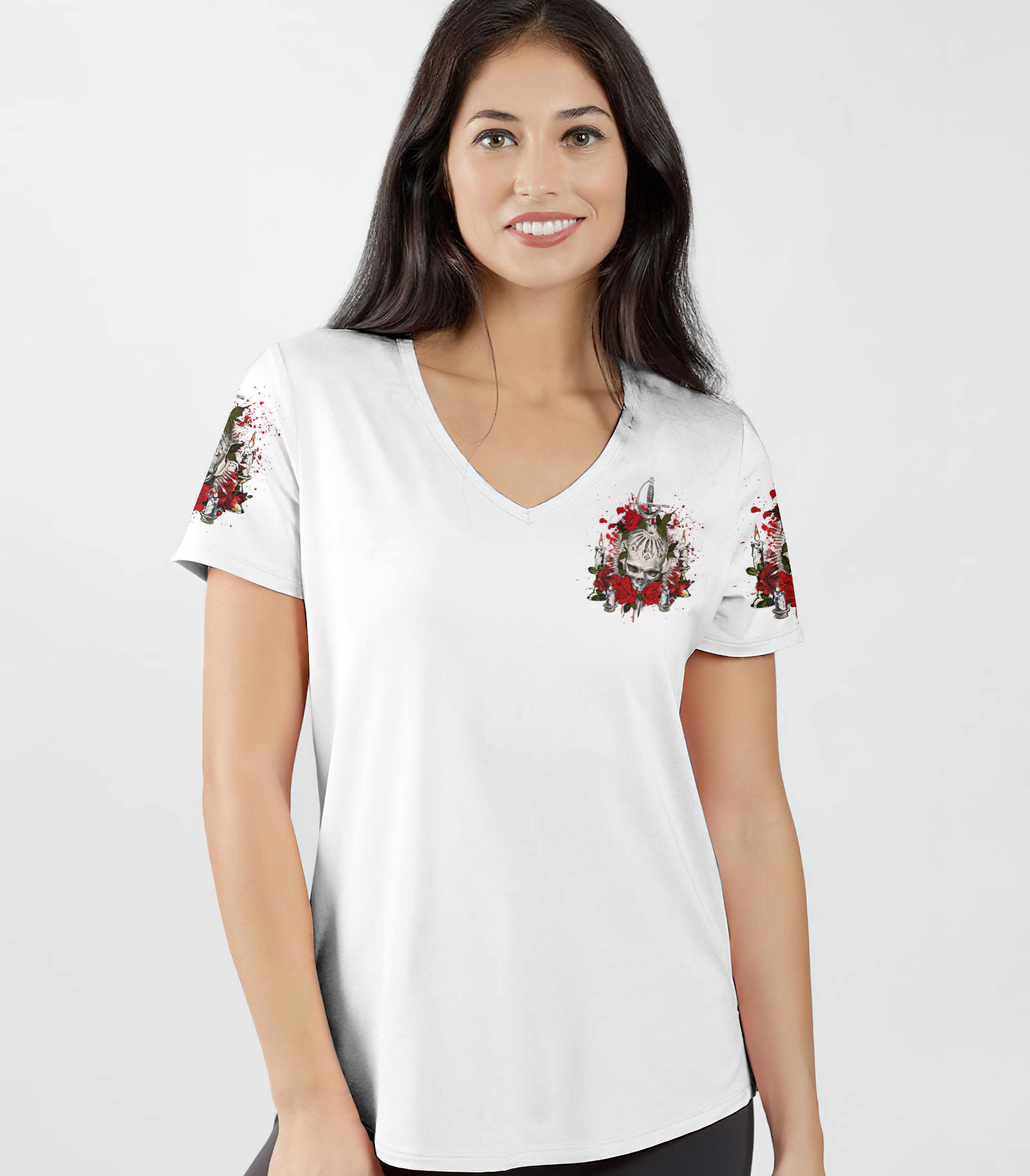 roses-are-red-candles-are-lit-skull-all-over-print-women-v-neck-t-shirt