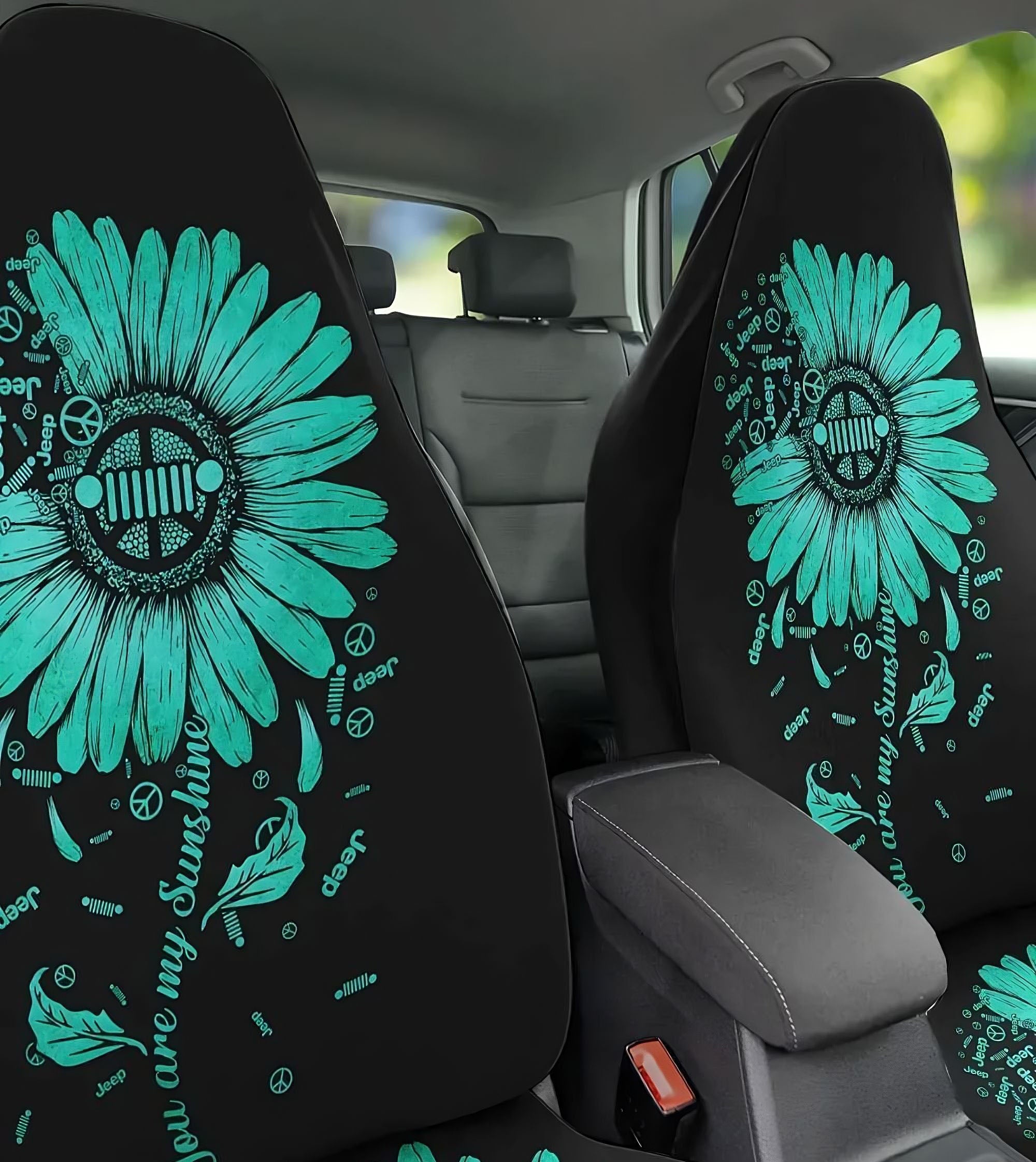 you-are-my-sunshine-teal-sunflower-jeep-automotive-car-seat-cover