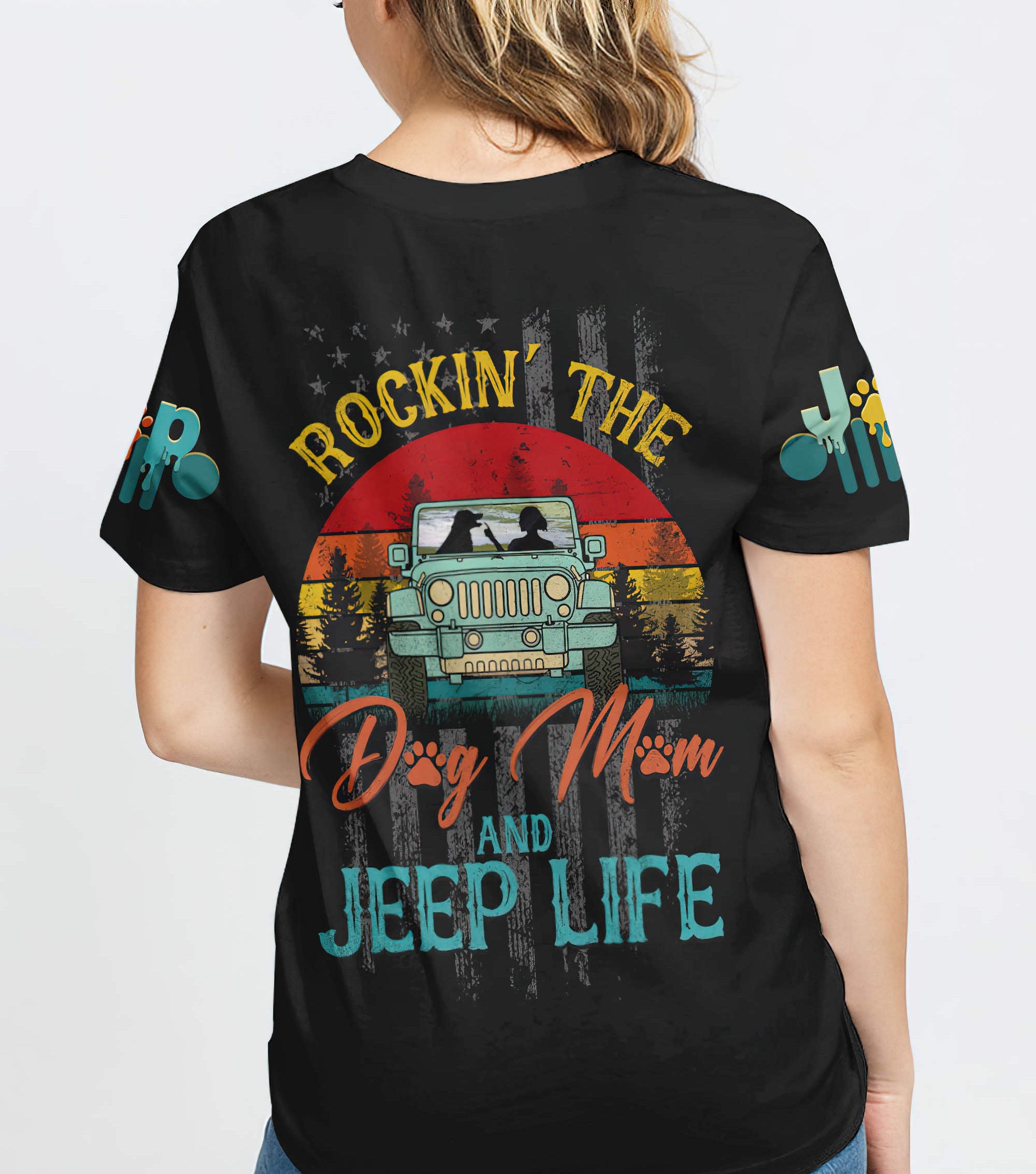 rockin-the-dog-mom-and-jeep-life-retro-t-shirt