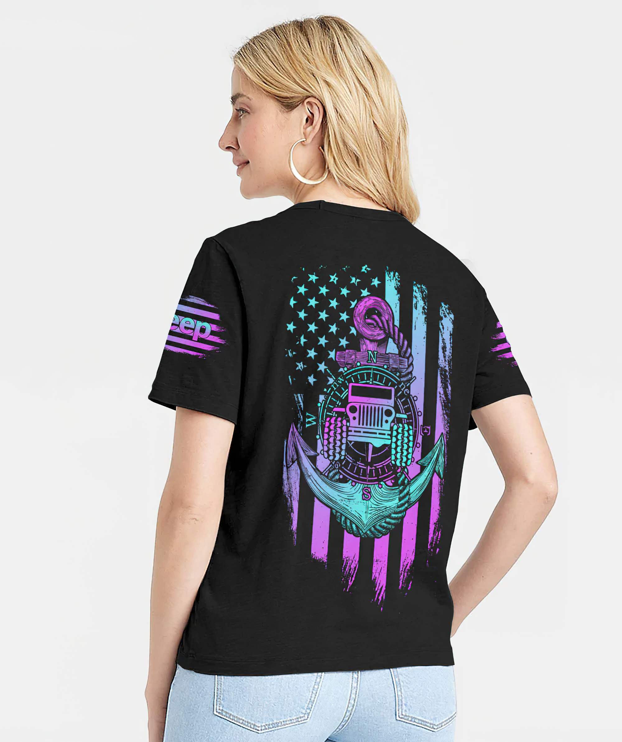 anchor-jeep-compass-teal-and-purple-women-v-neck-t-shirt