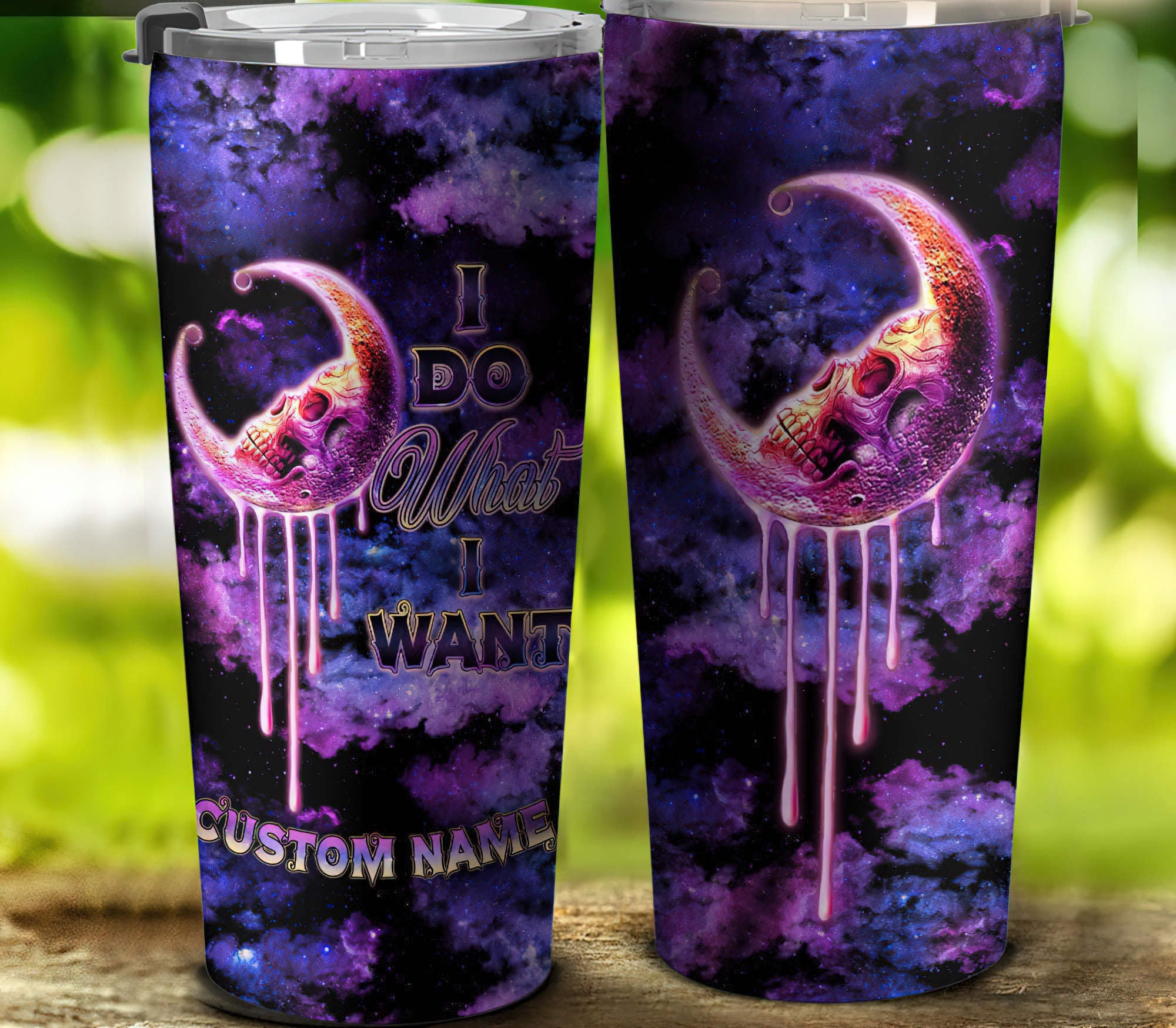 Personalized I Do What I Want Skull Moon Tumbler Tumbler