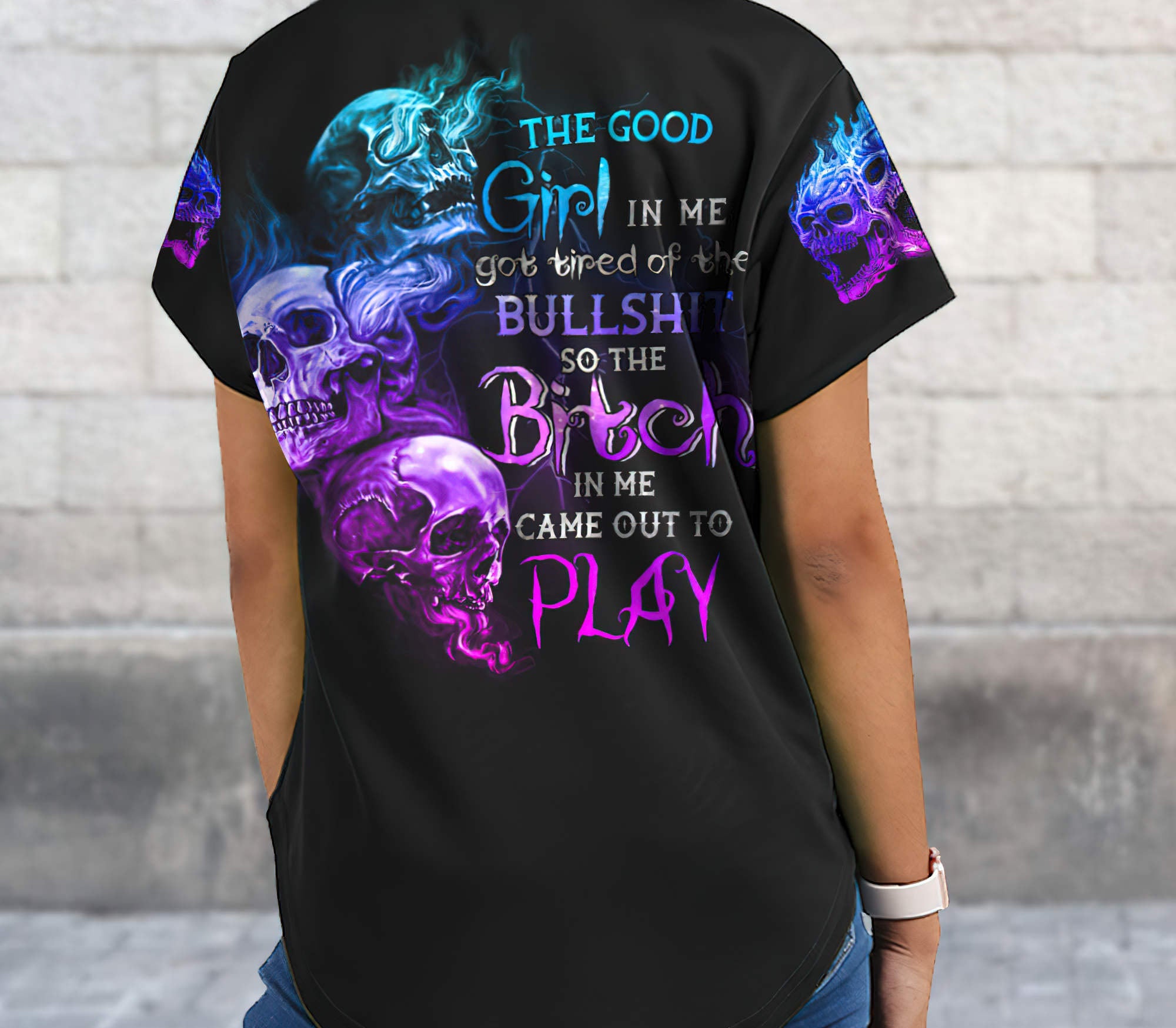 The Good Girl In Me Got Tired Skull Baseball Jersey Baseball Jersey