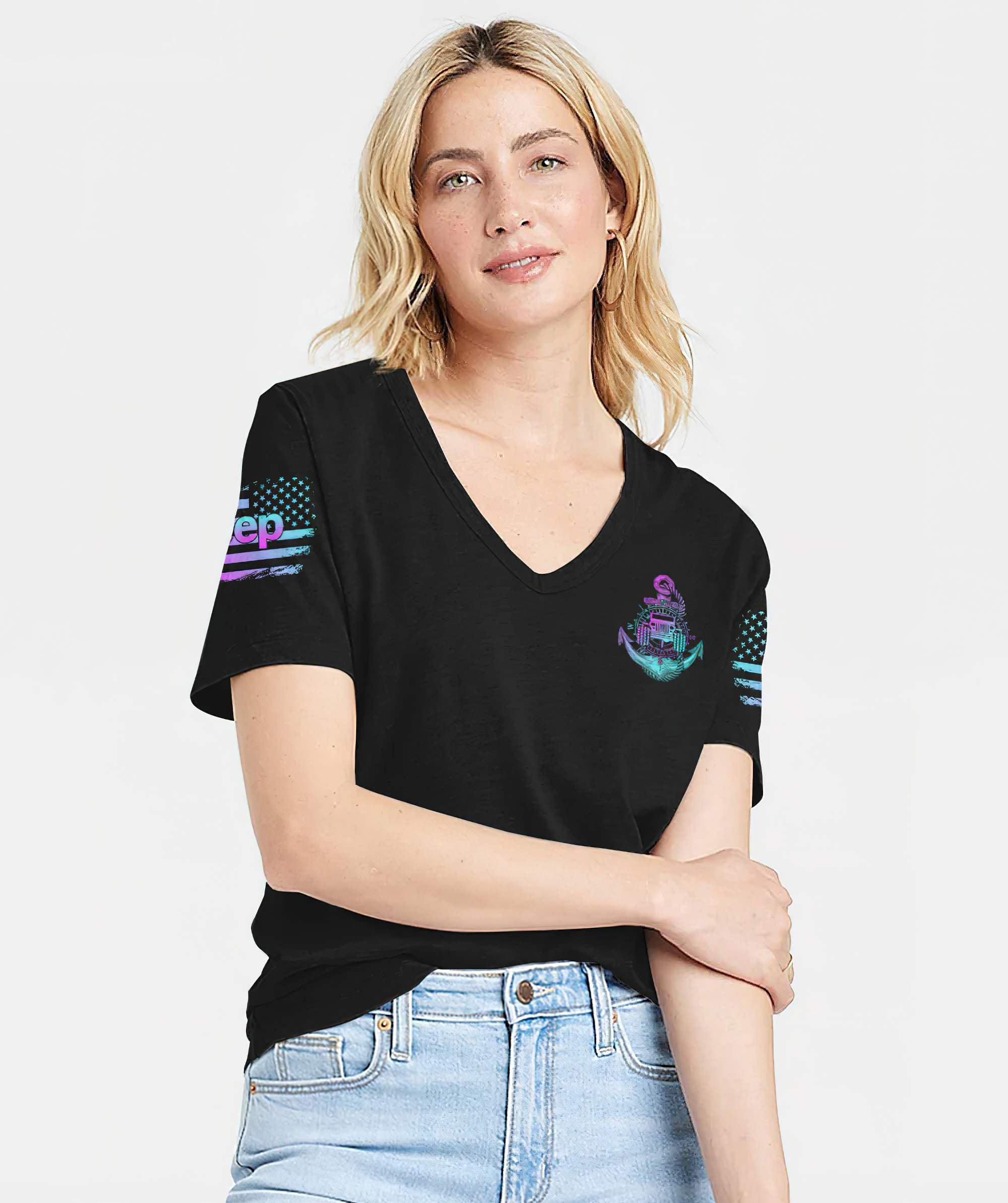 anchor-jeep-compass-teal-and-purple-women-v-neck-t-shirt