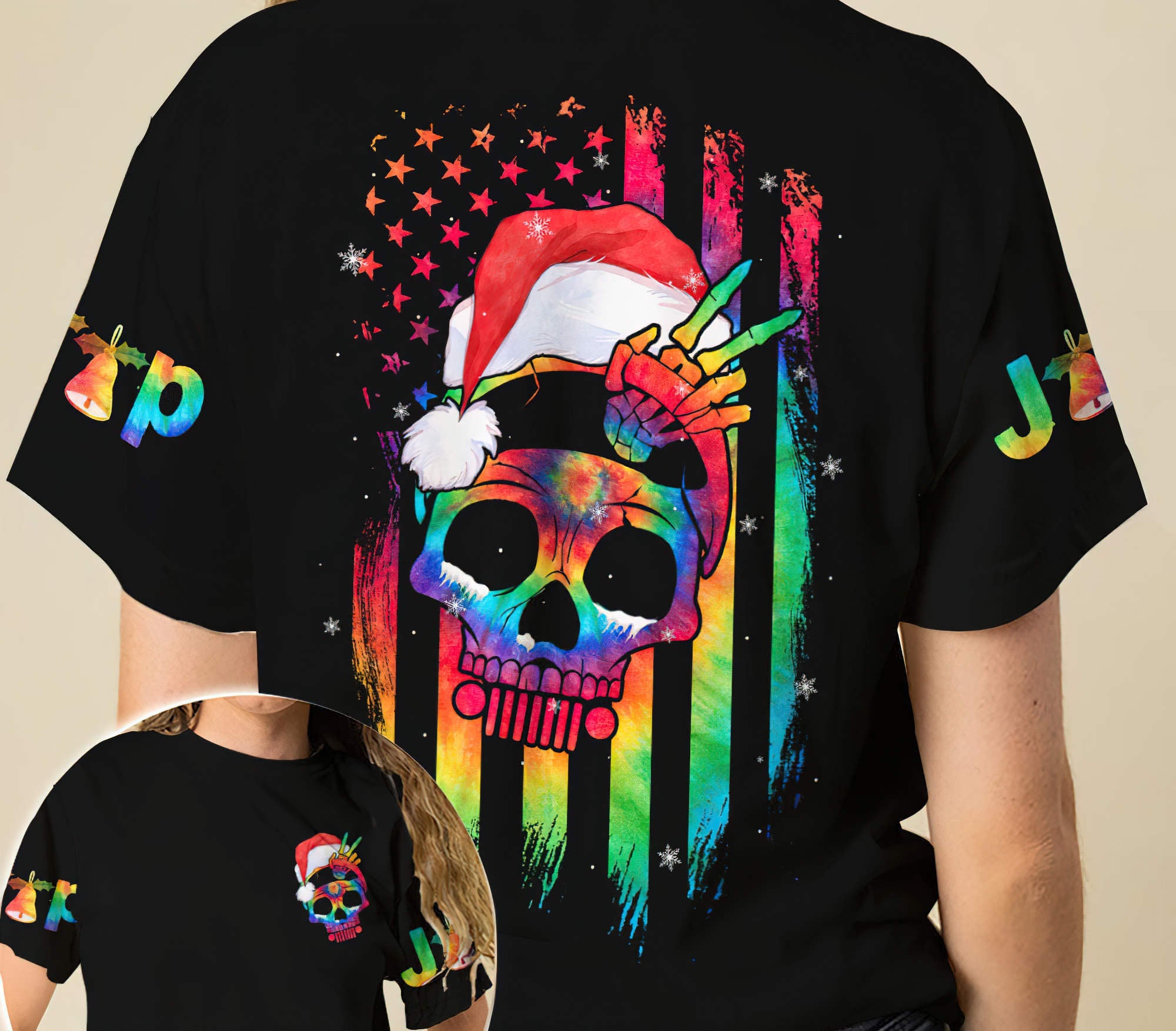 santa-skull-jeep-t-shirt