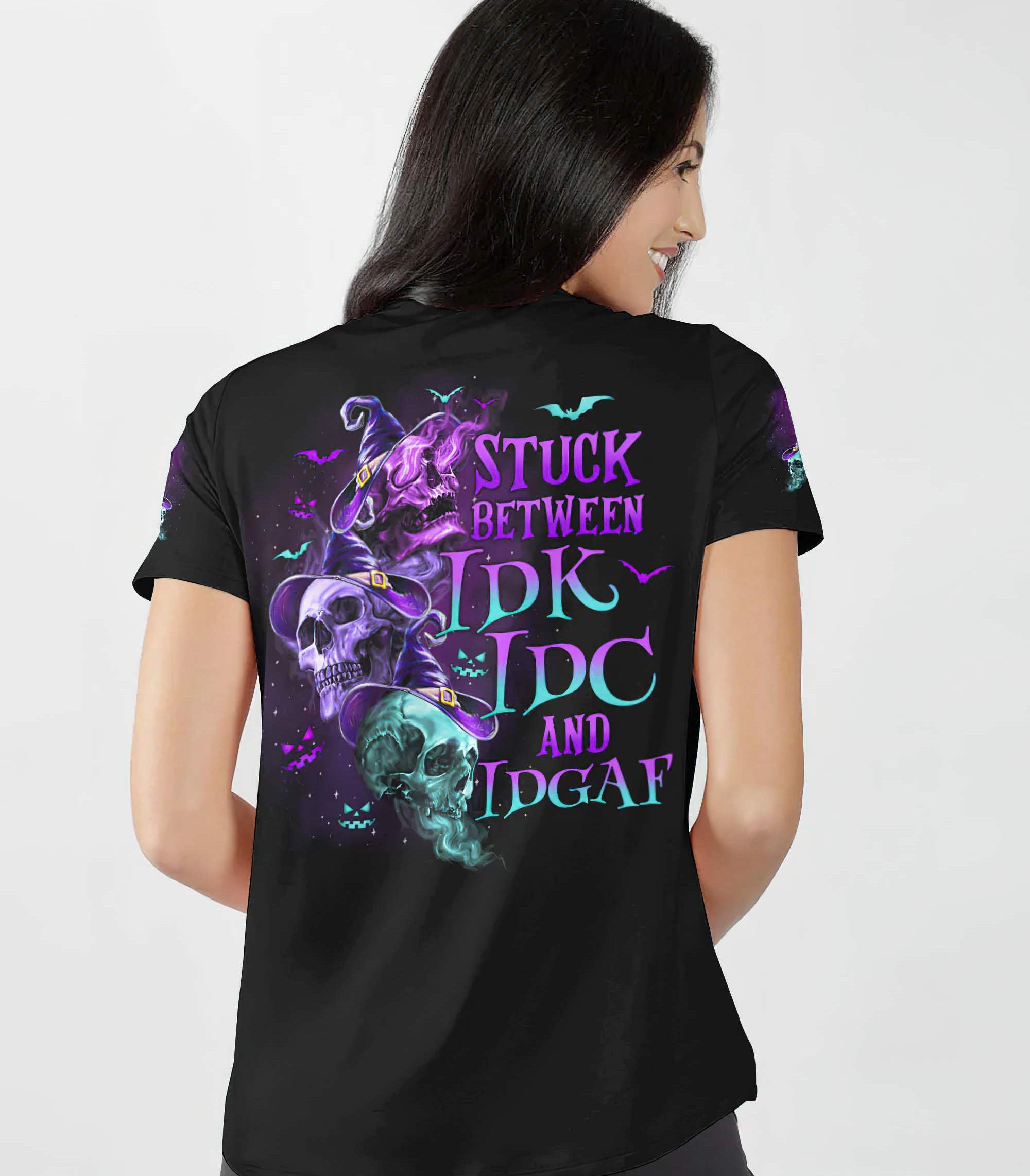 stuck-between-3-skulls-witch-all-over-print-women-v-neck-t-shirt